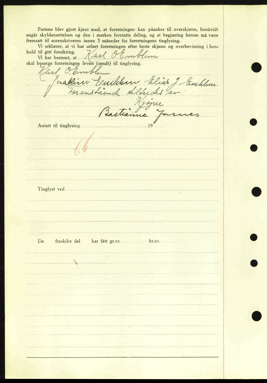 Nordre Sunnmøre sorenskriveri, AV/SAT-A-0006/1/2/2C/2Ca: Mortgage book no. A11, 1941-1941, Diary no: : 1252/1941