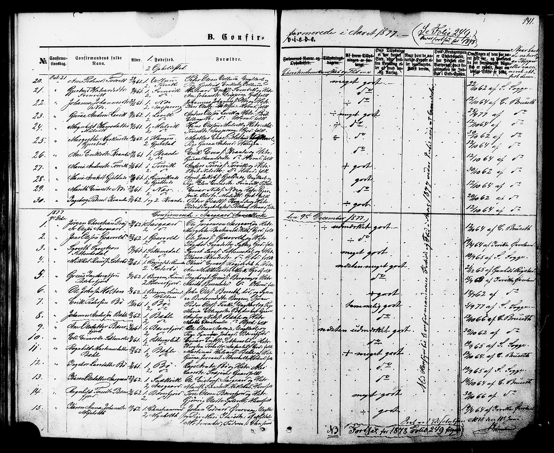 Ministerialprotokoller, klokkerbøker og fødselsregistre - Møre og Romsdal, AV/SAT-A-1454/592/L1027: Parish register (official) no. 592A05, 1865-1878, p. 141