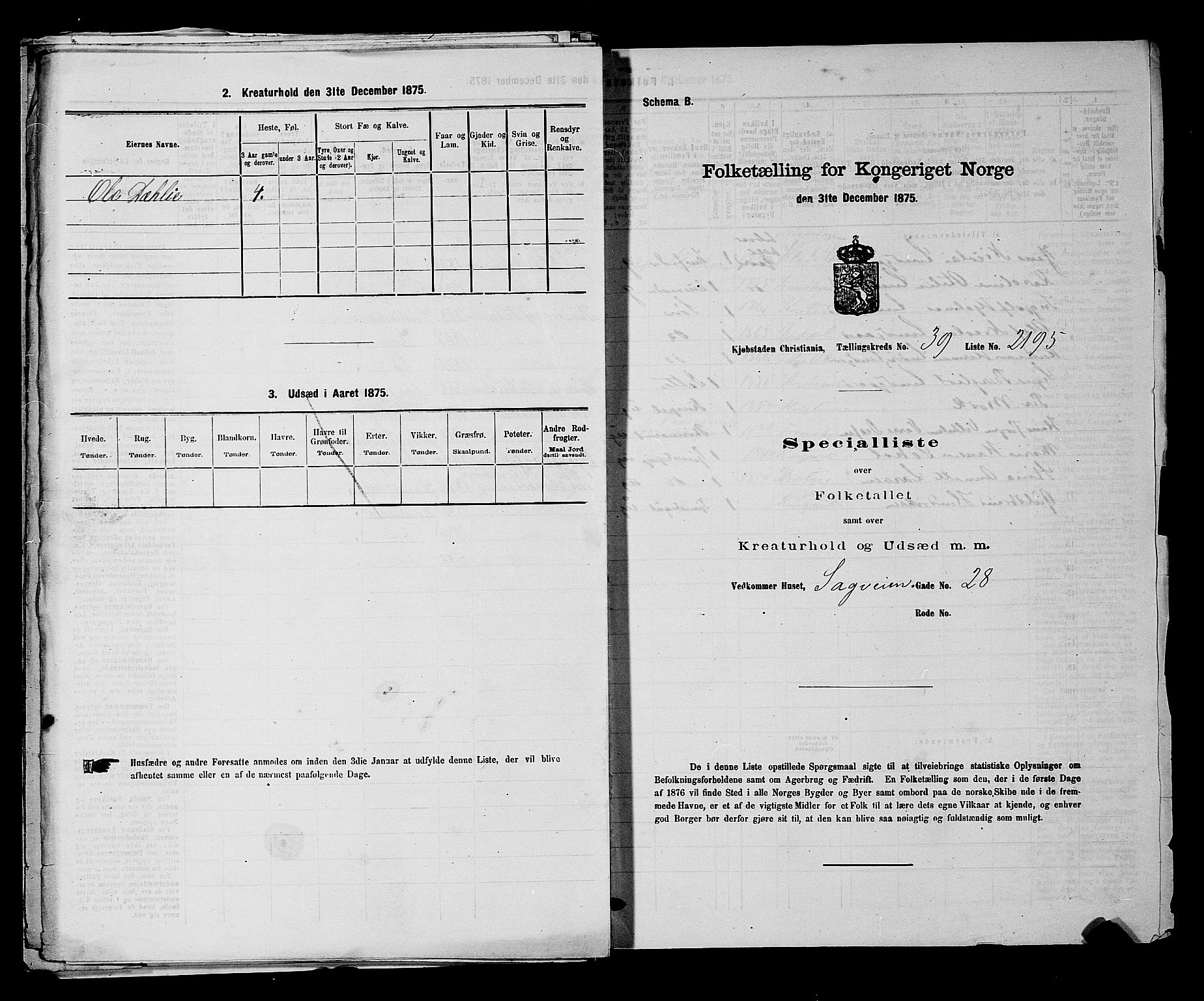 RA, 1875 census for 0301 Kristiania, 1875, p. 6262