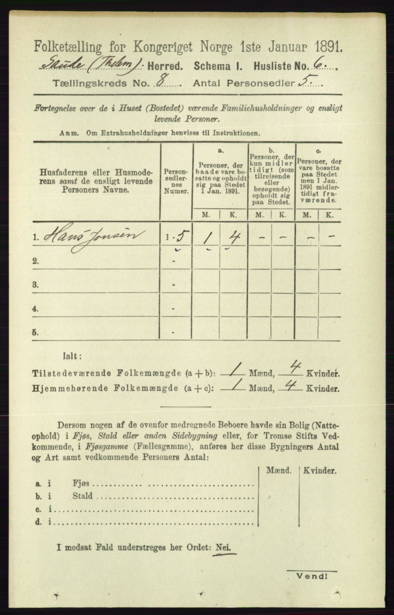 RA, 1891 census for 0822 Sauherad, 1891, p. 2257