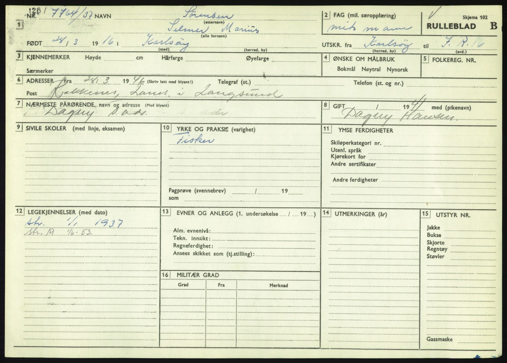 Forsvaret, Troms infanteriregiment nr. 16, AV/RA-RAFA-3146/P/Pa/L0021: Rulleblad for regimentets menige mannskaper, årsklasse 1937, 1937, p. 1159