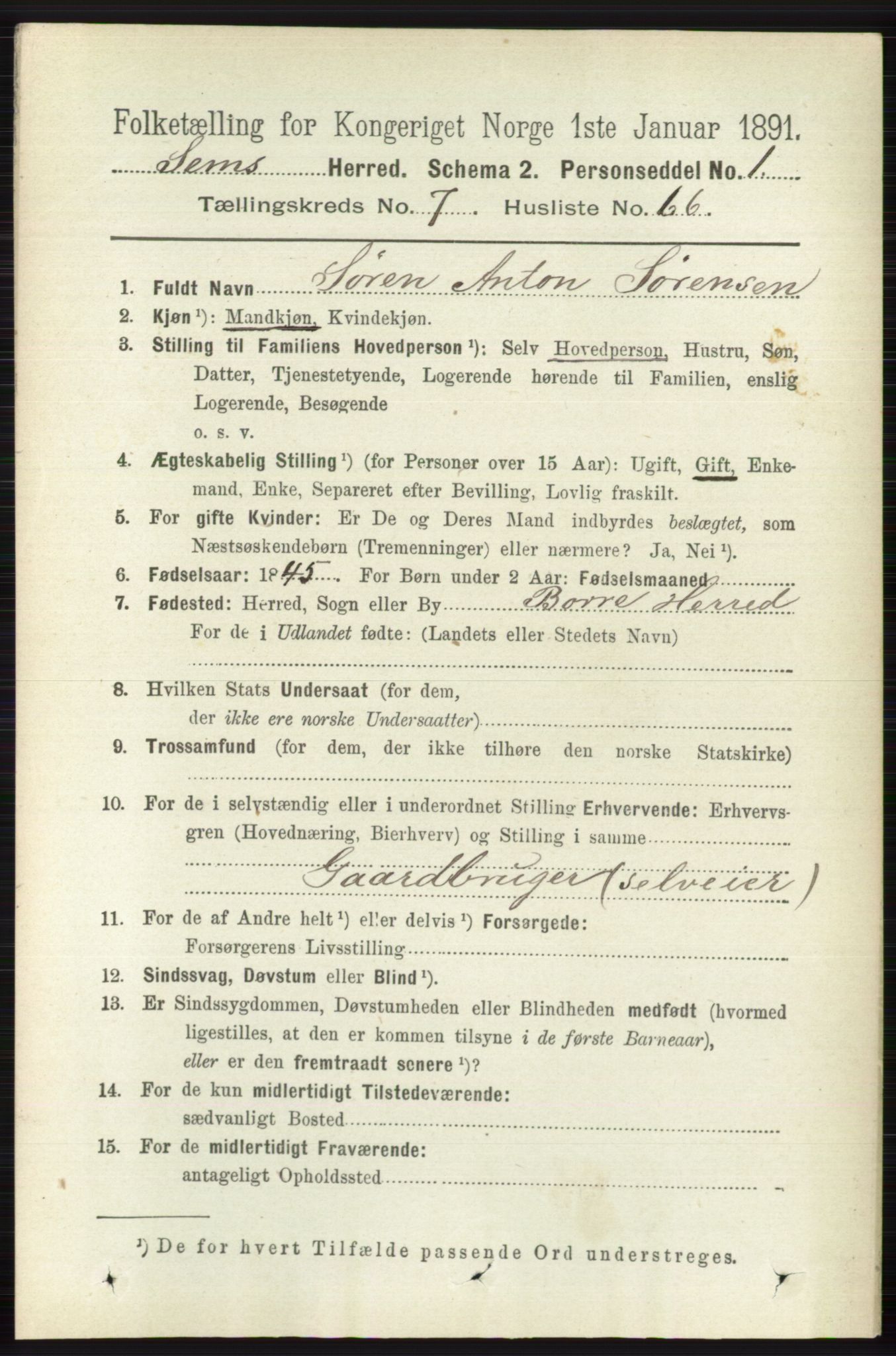 RA, 1891 census for 0721 Sem, 1891, p. 3615