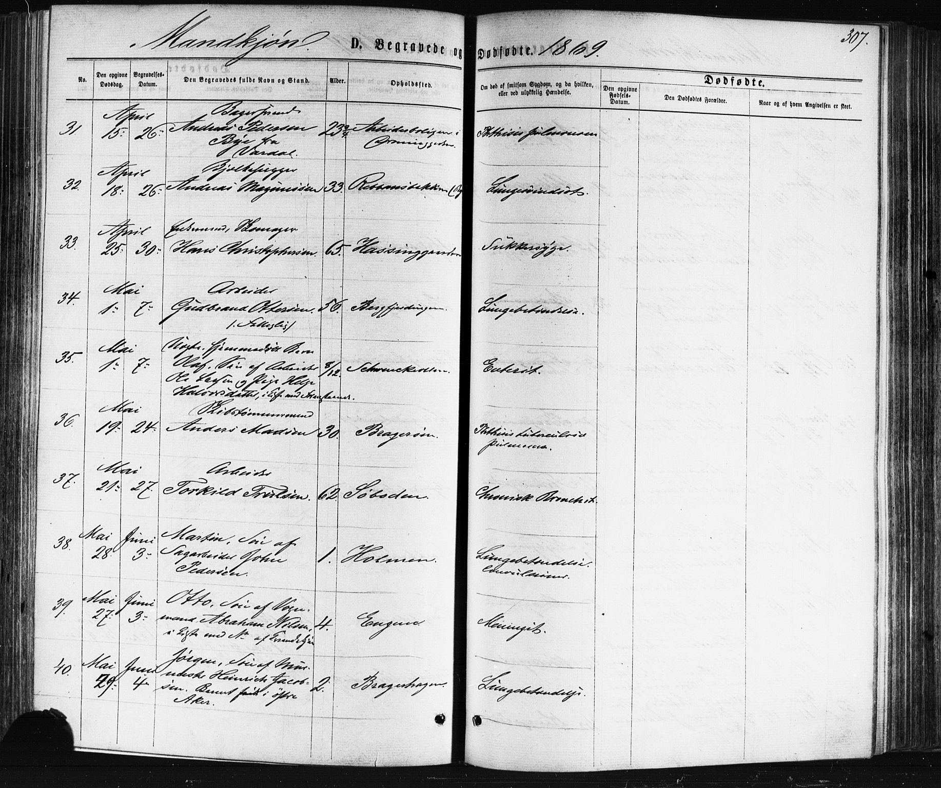 Bragernes kirkebøker, AV/SAKO-A-6/F/Fb/L0004: Parish register (official) no. II 4, 1869-1875, p. 307