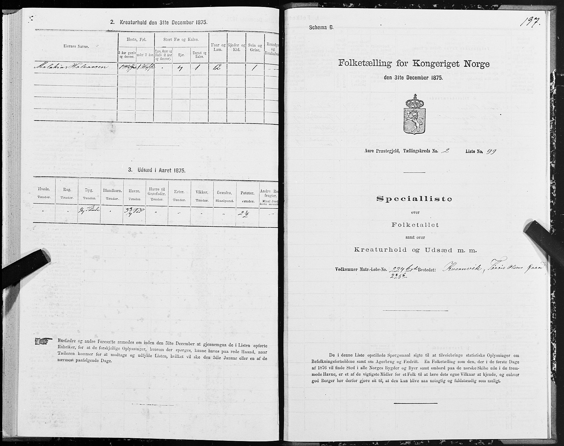 SAT, 1875 census for 1569P Aure, 1875, p. 2197