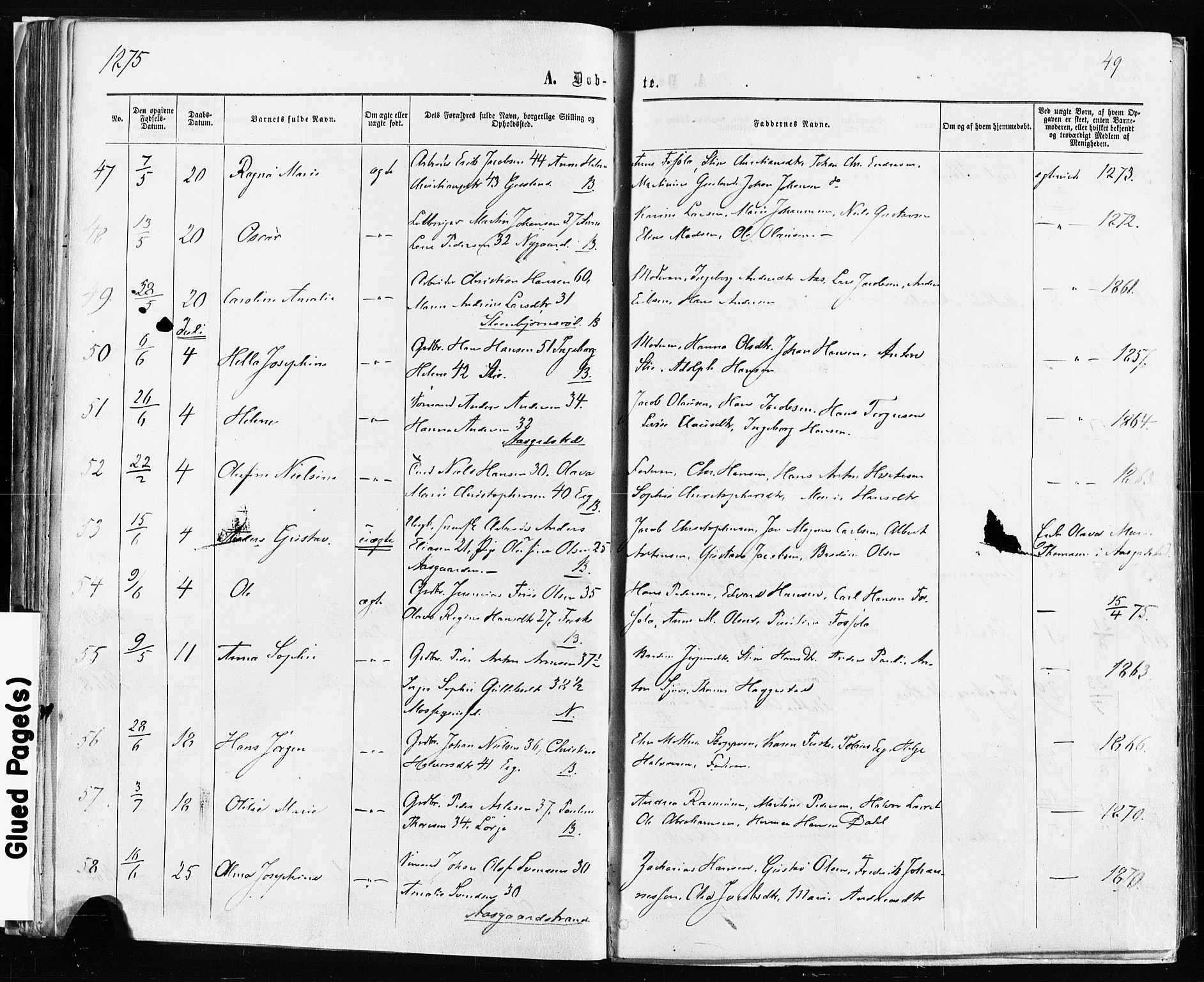Borre kirkebøker, AV/SAKO-A-338/F/Fa/L0008: Parish register (official) no. I 8, 1868-1877, p. 49