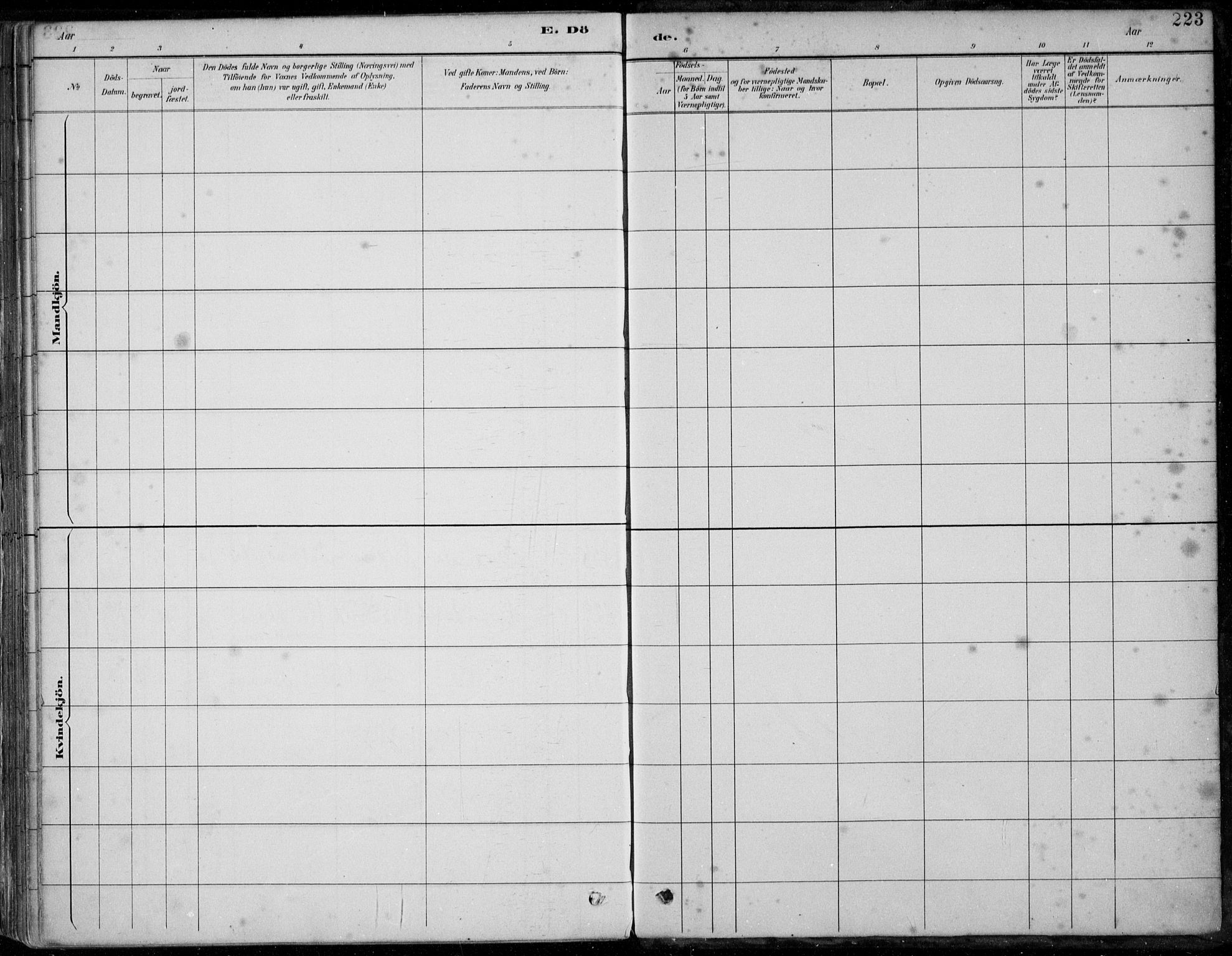 Årstad Sokneprestembete, AV/SAB-A-79301/H/Haa/L0006: Parish register (official) no. B 1, 1886-1901, p. 223