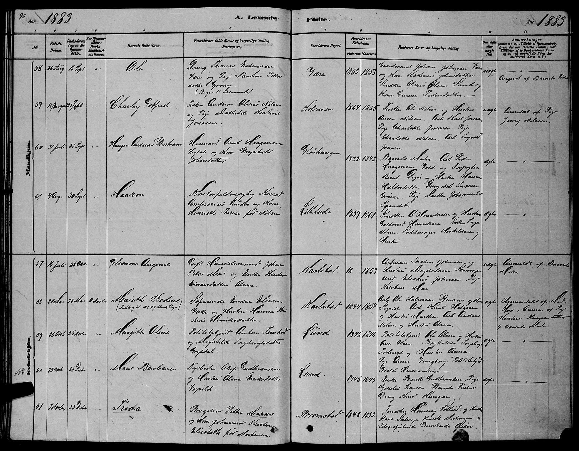 Ministerialprotokoller, klokkerbøker og fødselsregistre - Sør-Trøndelag, SAT/A-1456/606/L0312: Parish register (copy) no. 606C08, 1878-1894, p. 90
