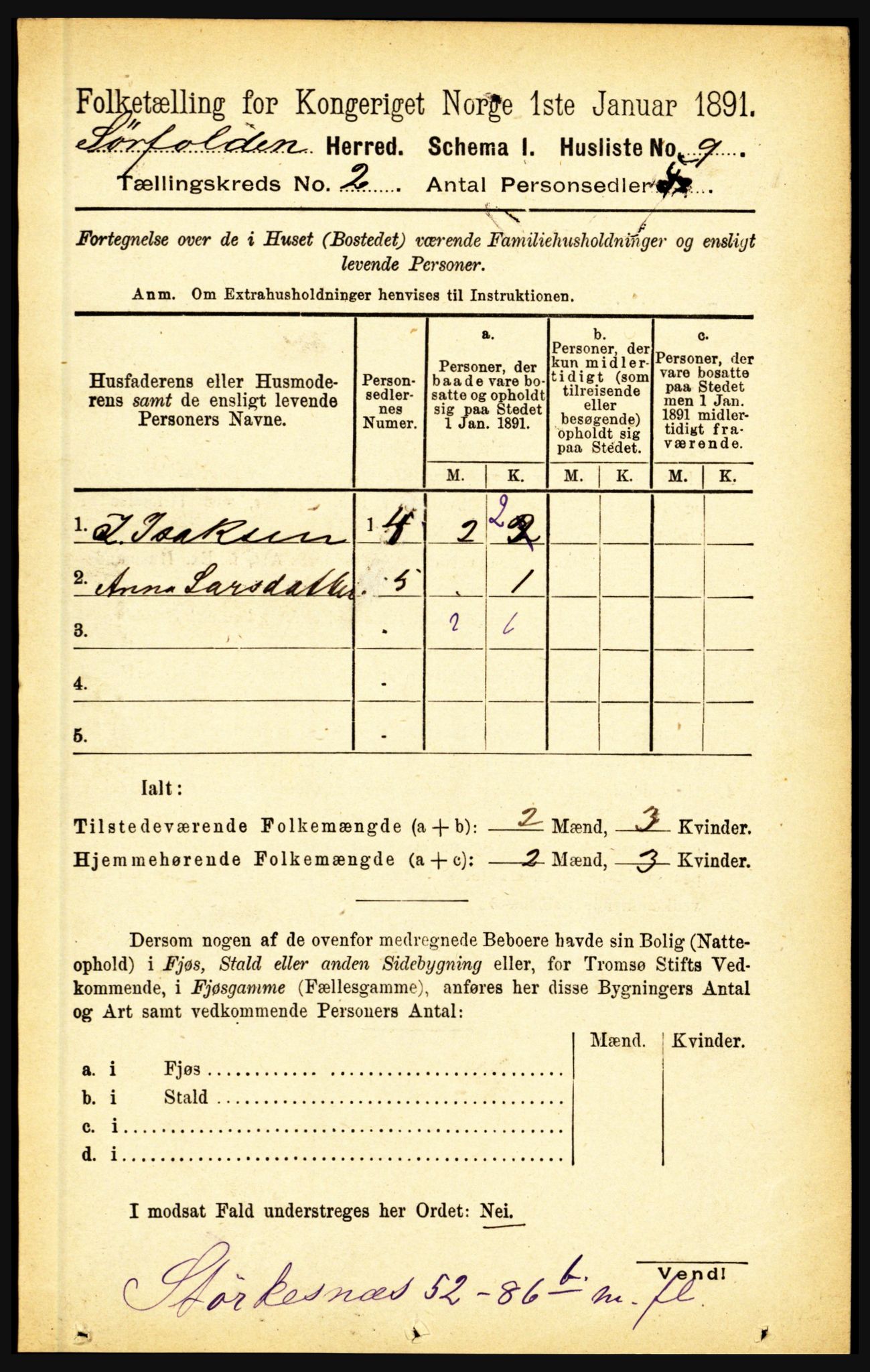 RA, 1891 census for 1845 Sørfold, 1891, p. 182