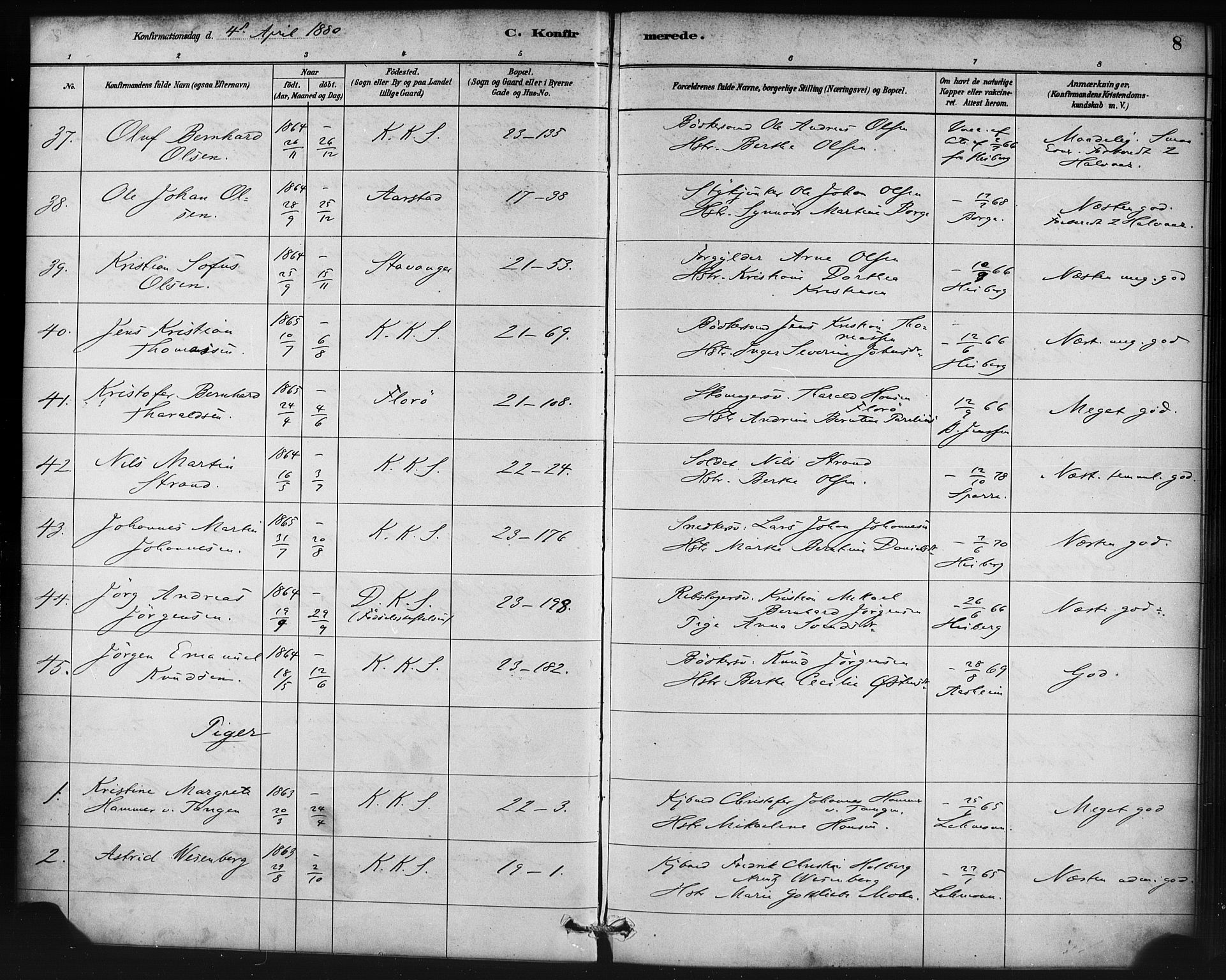 Korskirken sokneprestembete, AV/SAB-A-76101/H/Haa/L0029: Parish register (official) no. C 5, 1880-1892, p. 8