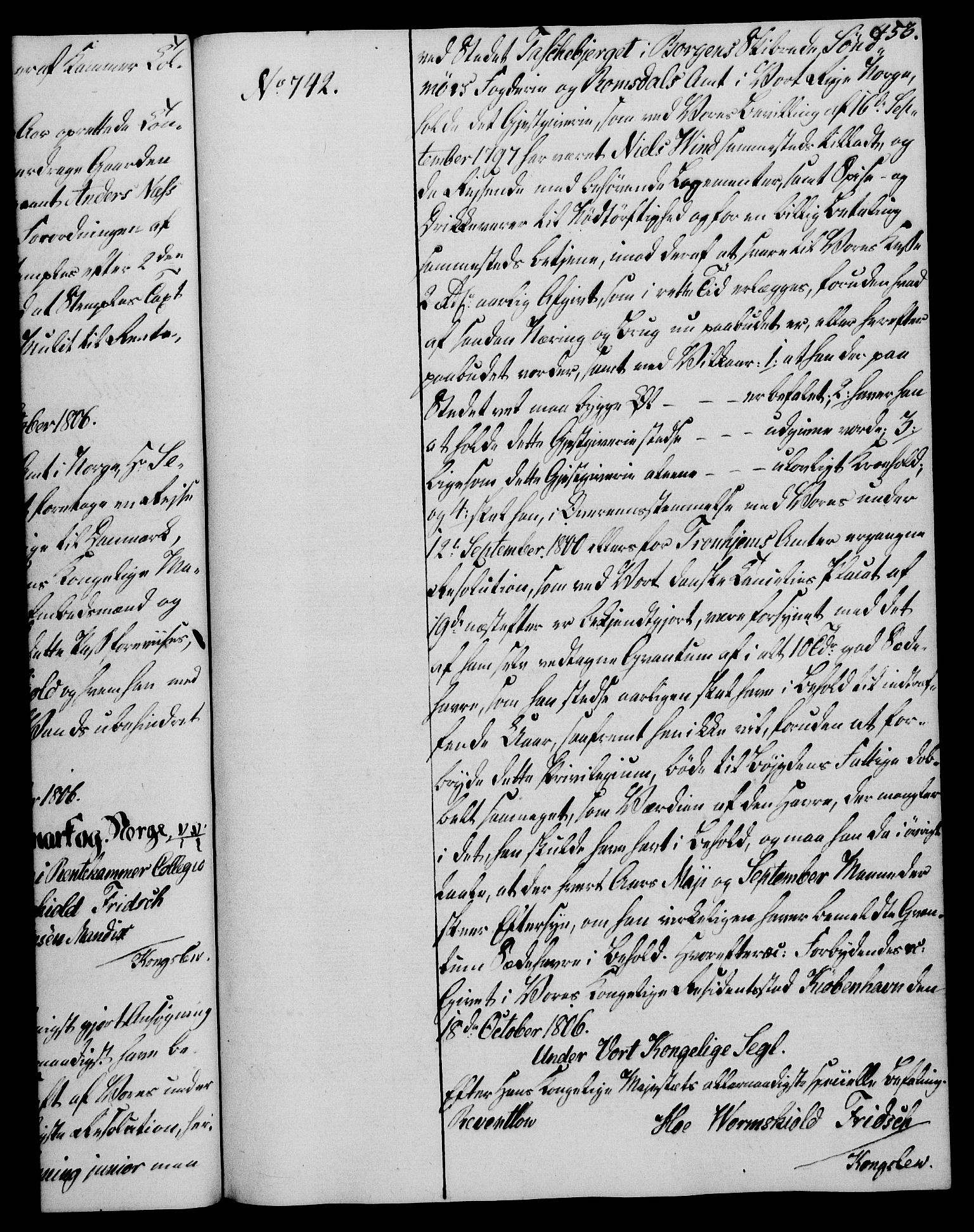 Rentekammeret, Kammerkanselliet, RA/EA-3111/G/Gg/Gga/L0018: Norsk ekspedisjonsprotokoll med register (merket RK 53.18), 1804-1806, p. 453