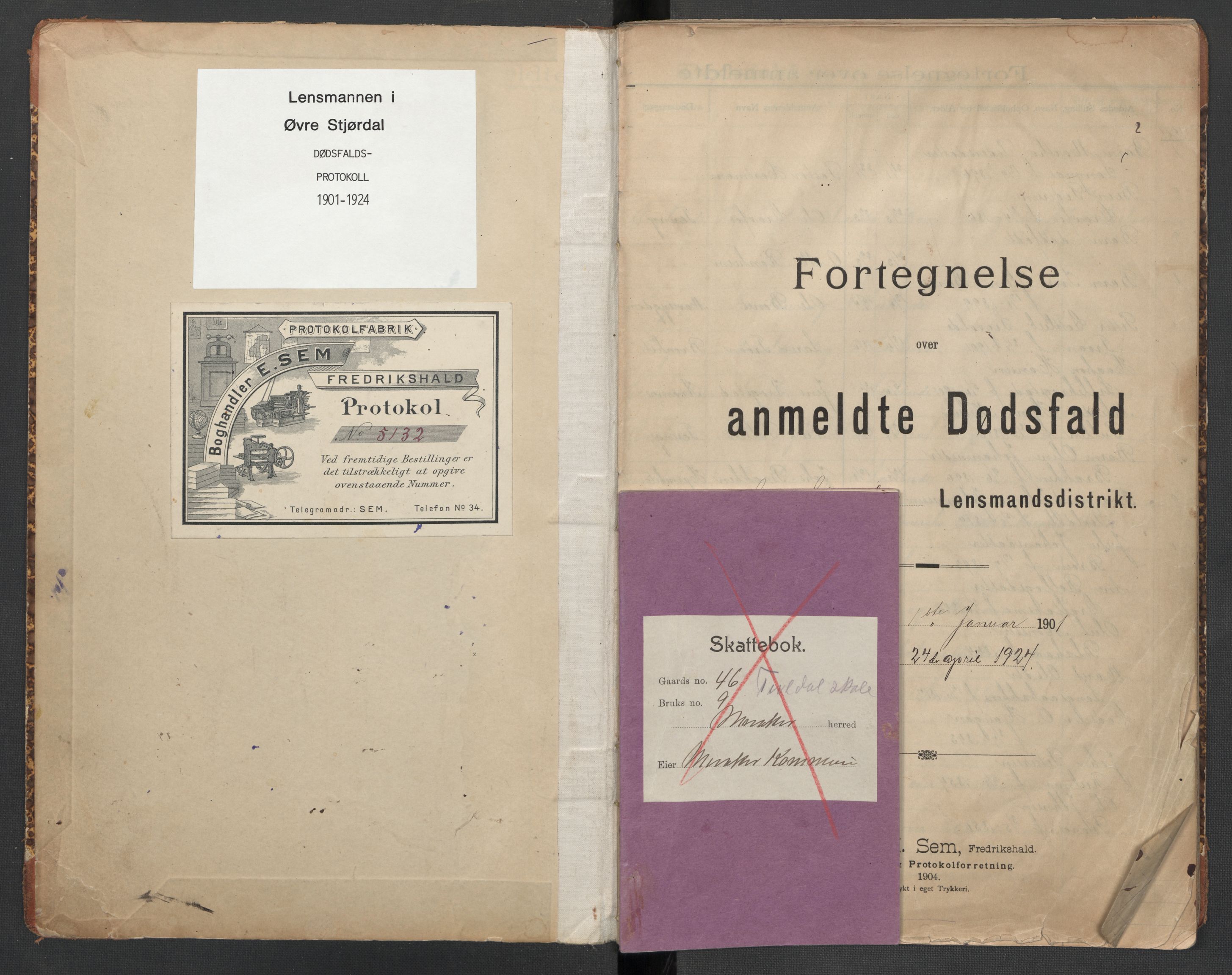 Øvre Stjørdal lensmannskontor, SAT/A-1819/1/02/L0003: 2.01.03 Dødsfallsprotokoll, 1901-1924