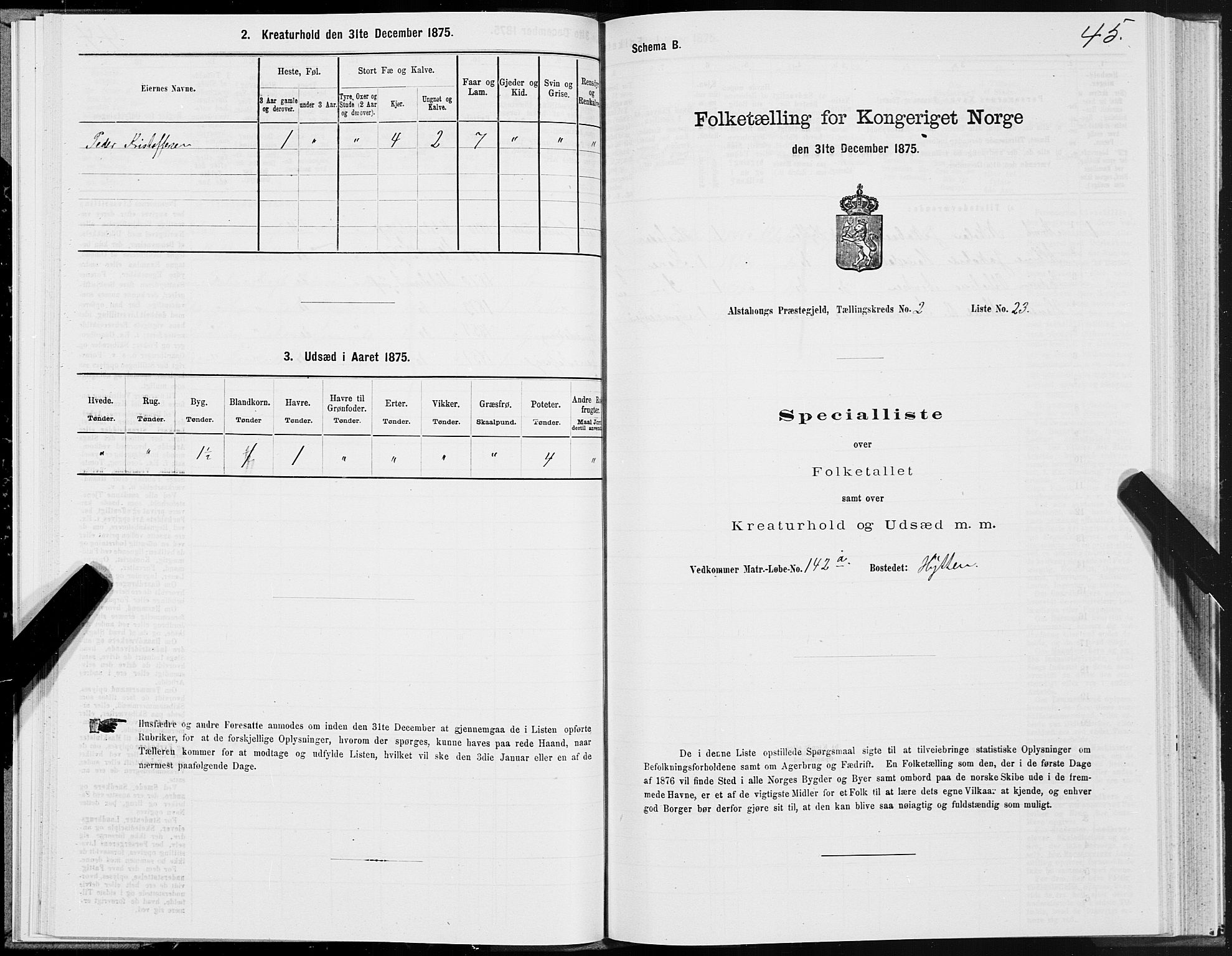 SAT, 1875 census for 1820P Alstahaug, 1875, p. 1645