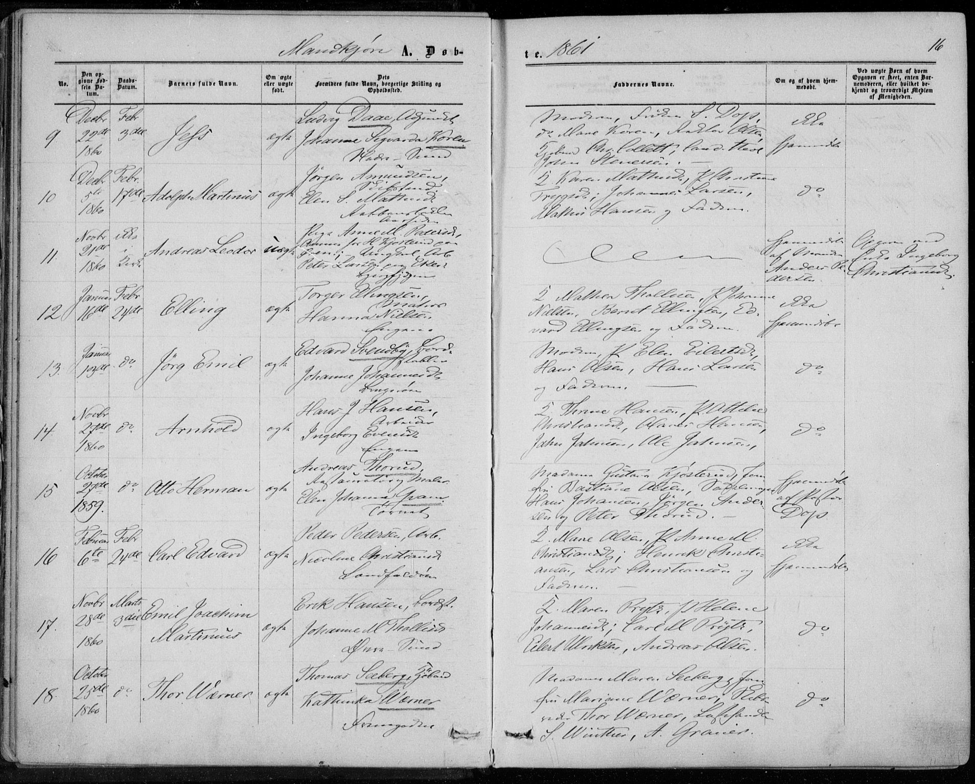 Bragernes kirkebøker, SAKO/A-6/F/Fb/L0003: Parish register (official) no. II 3, 1860-1868, p. 16