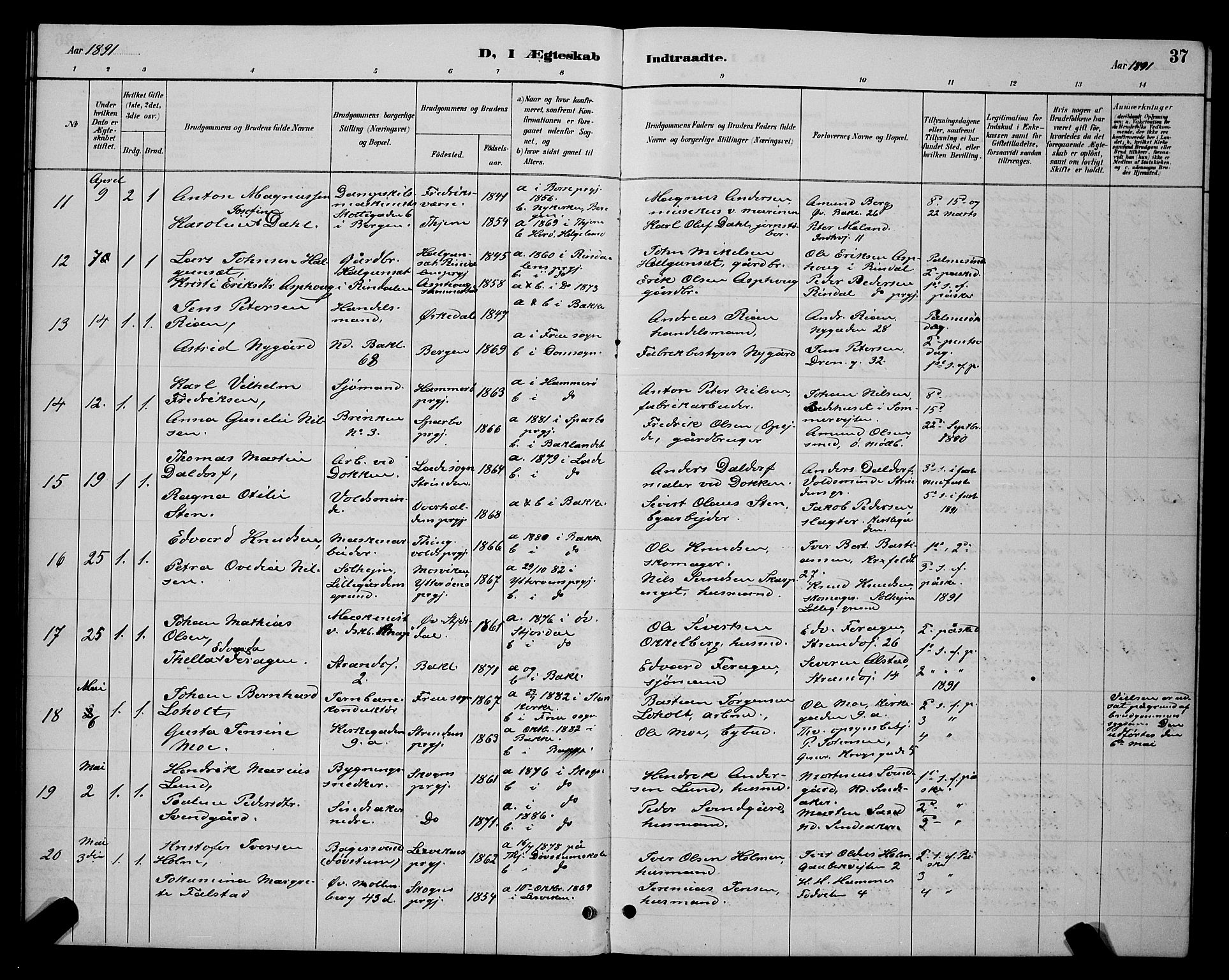 Ministerialprotokoller, klokkerbøker og fødselsregistre - Sør-Trøndelag, SAT/A-1456/604/L0223: Parish register (copy) no. 604C06, 1886-1897, p. 37