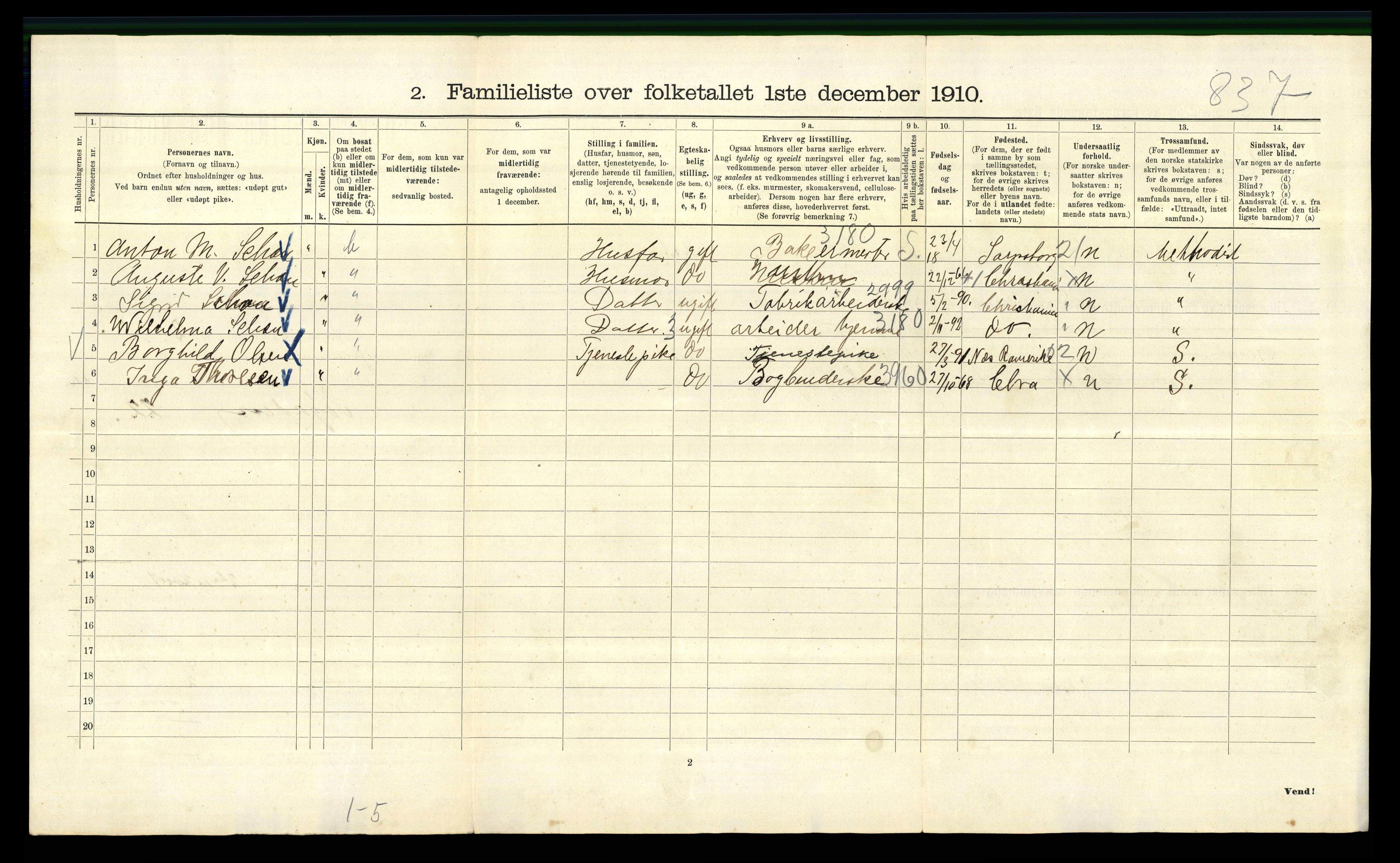 RA, 1910 census for Kristiania, 1910, p. 102130