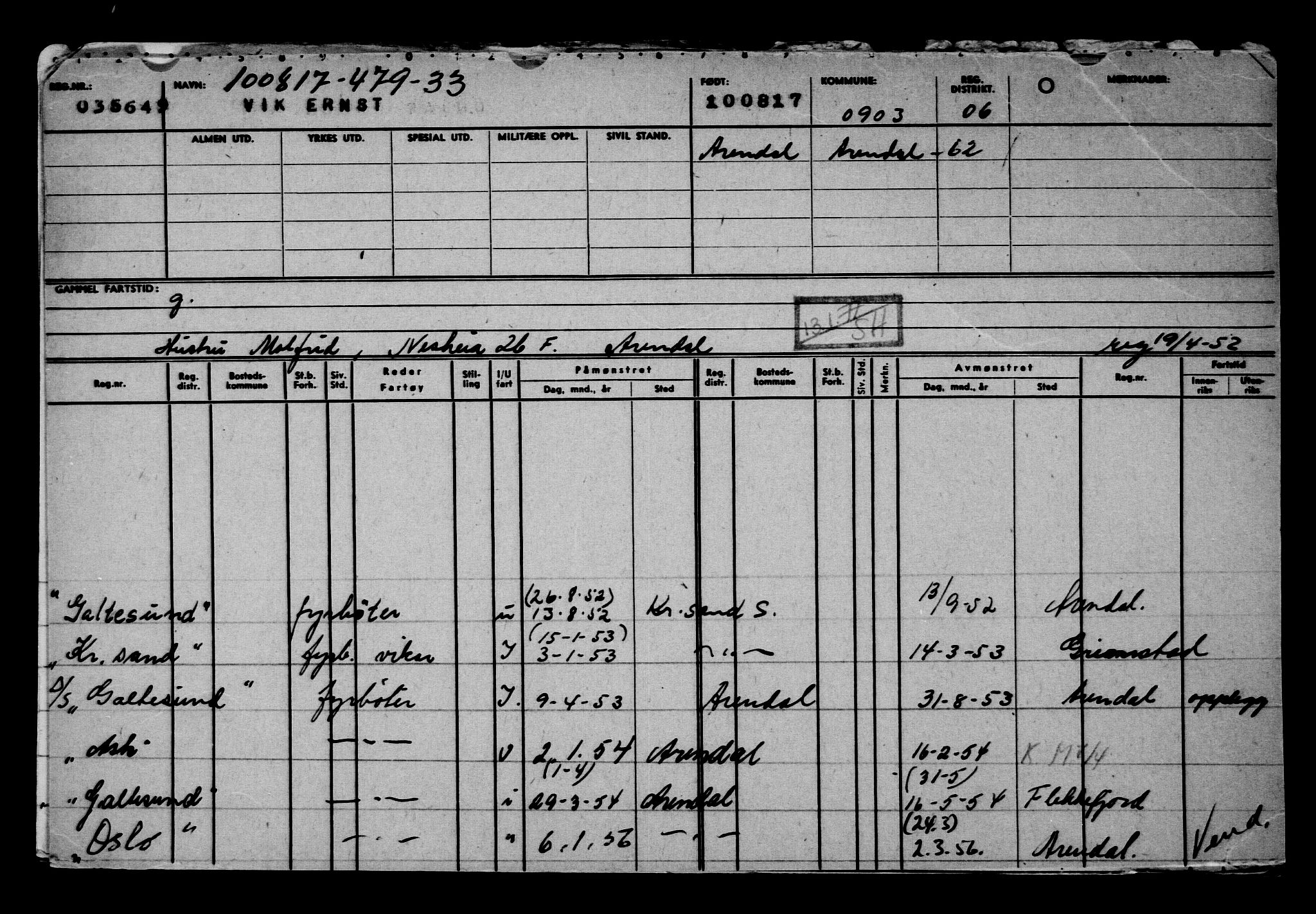 Direktoratet for sjømenn, AV/RA-S-3545/G/Gb/L0150: Hovedkort, 1917, p. 825