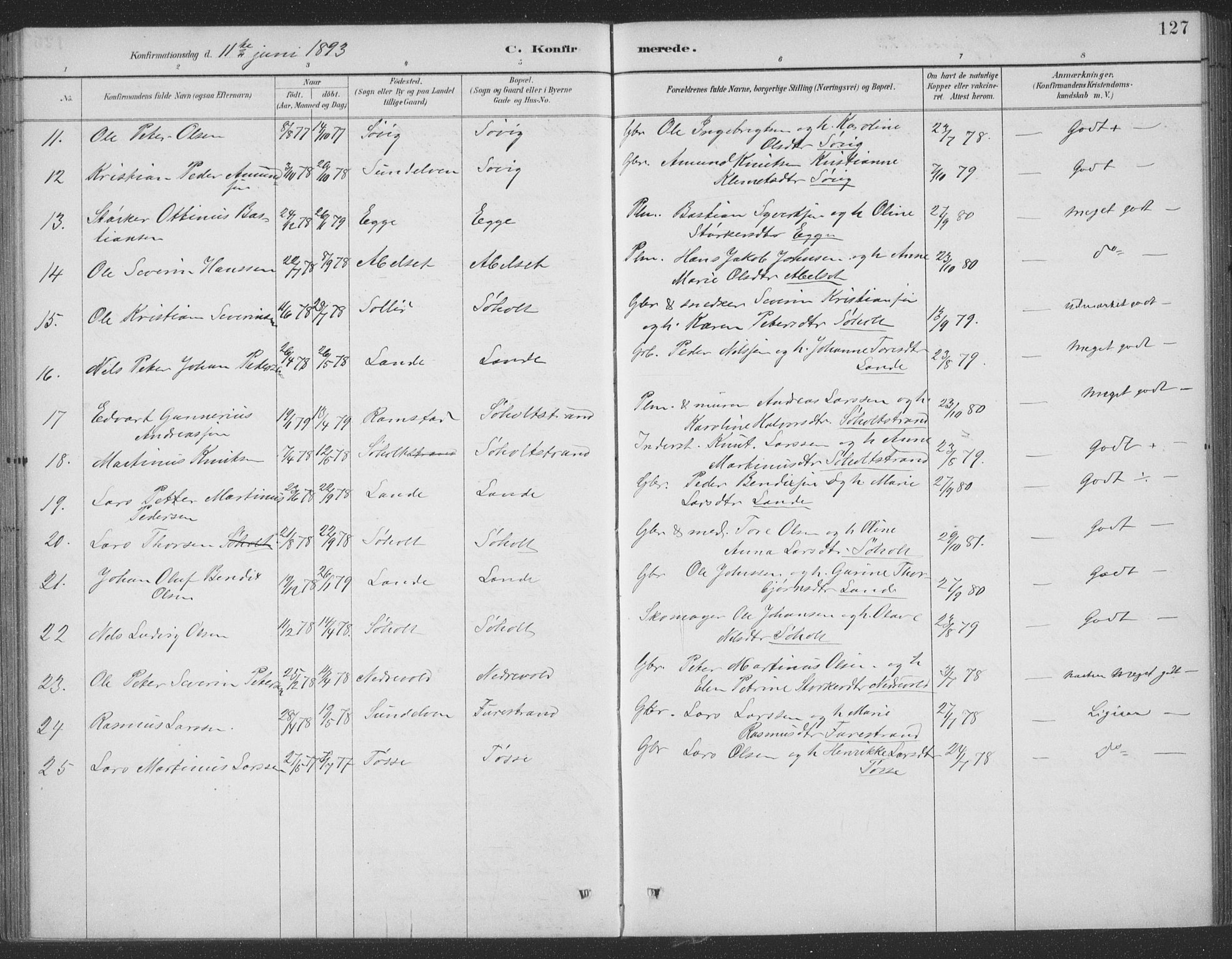 Ministerialprotokoller, klokkerbøker og fødselsregistre - Møre og Romsdal, AV/SAT-A-1454/522/L0316: Parish register (official) no. 522A11, 1890-1911, p. 127