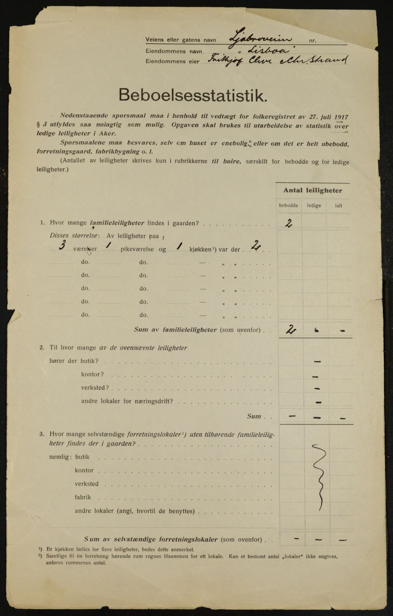 OBA, Municipal Census 1917 for Aker, 1917, p. 20149