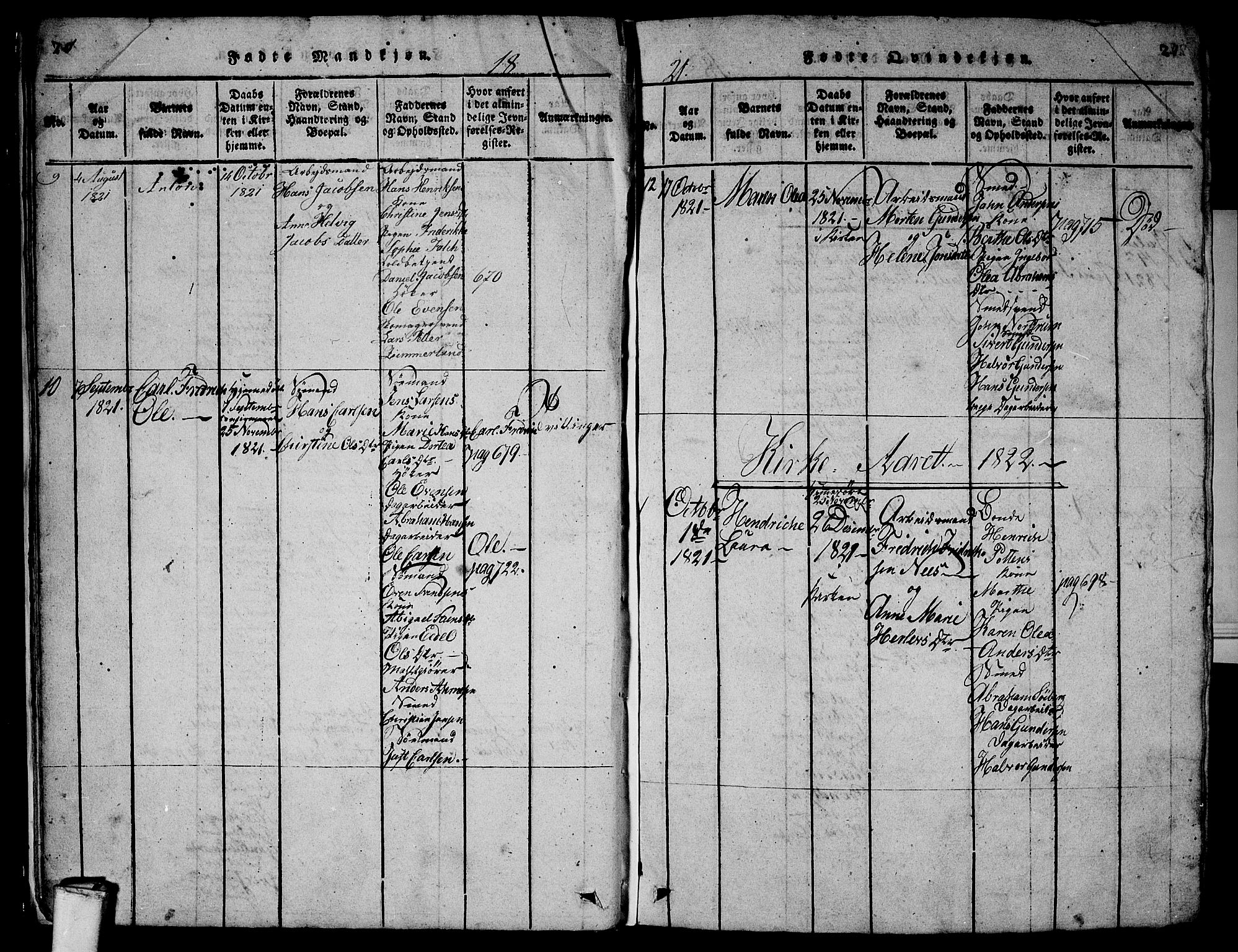 Larvik kirkebøker, AV/SAKO-A-352/G/Gb/L0001: Parish register (copy) no. II 1, 1818-1843, p. 20-21