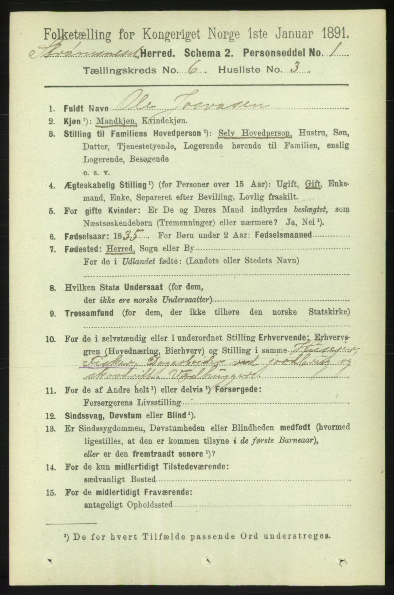 RA, 1891 census for 1559 Straumsnes, 1891, p. 1201