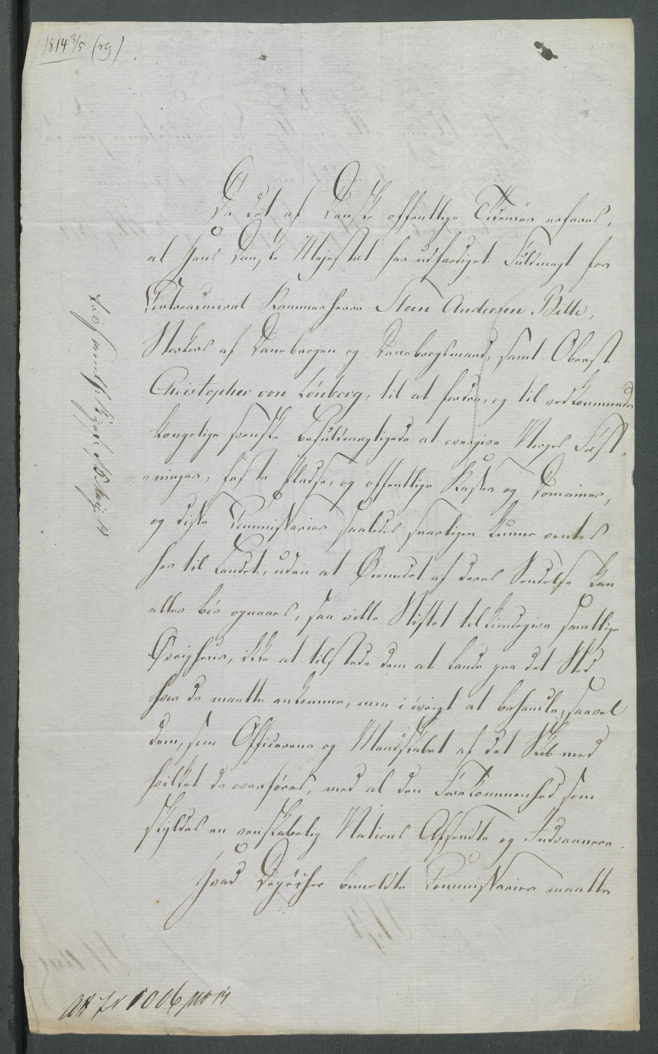 Forskjellige samlinger, Historisk-kronologisk samling, AV/RA-EA-4029/G/Ga/L0009A: Historisk-kronologisk samling. Dokumenter fra januar og ut september 1814. , 1814, p. 106