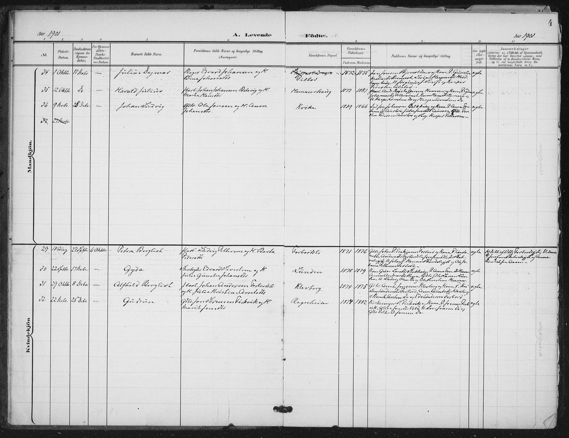 Ministerialprotokoller, klokkerbøker og fødselsregistre - Nord-Trøndelag, SAT/A-1458/712/L0101: Parish register (official) no. 712A02, 1901-1916, p. 4
