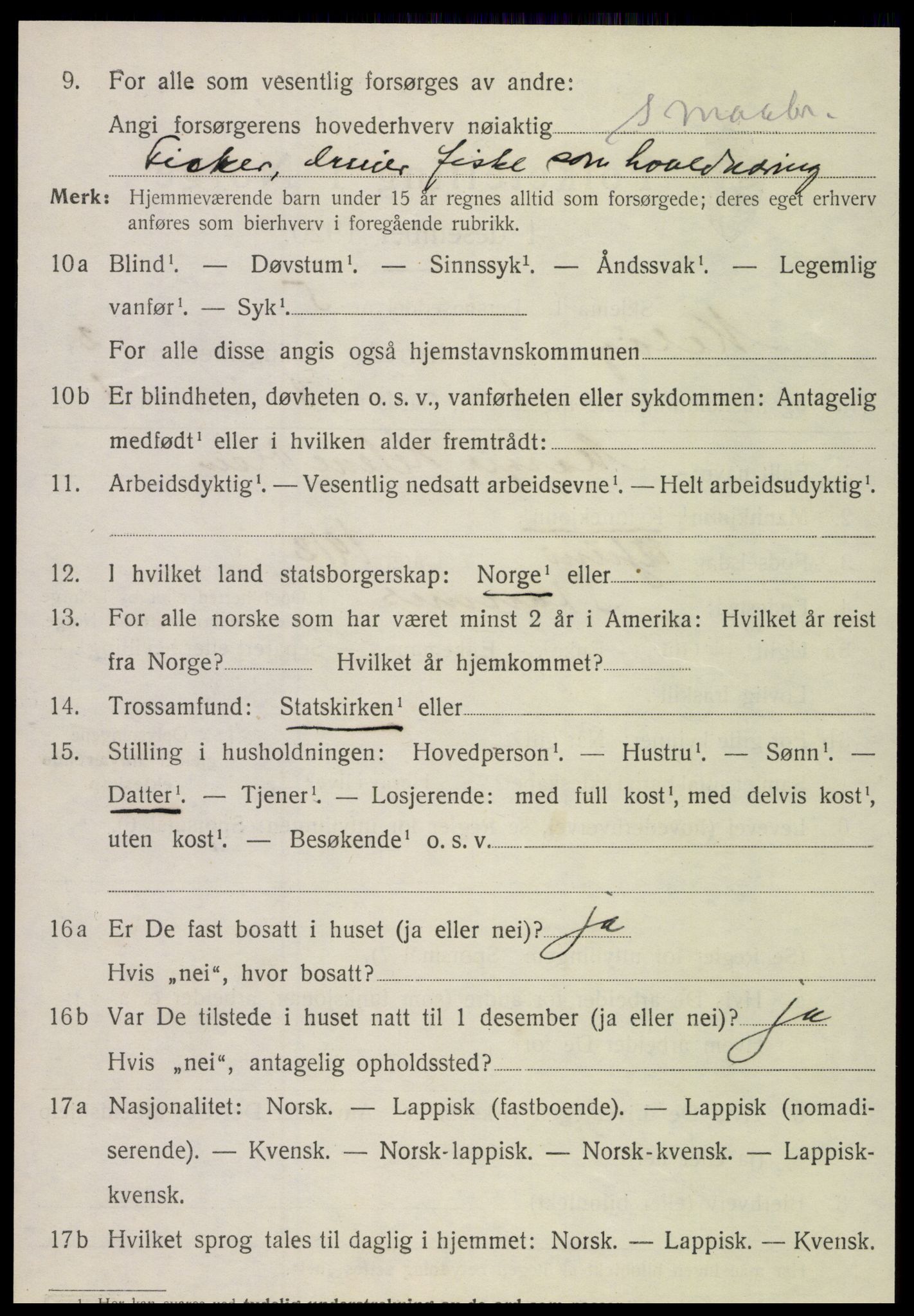 SAT, 1920 census for Meløy, 1920, p. 2136