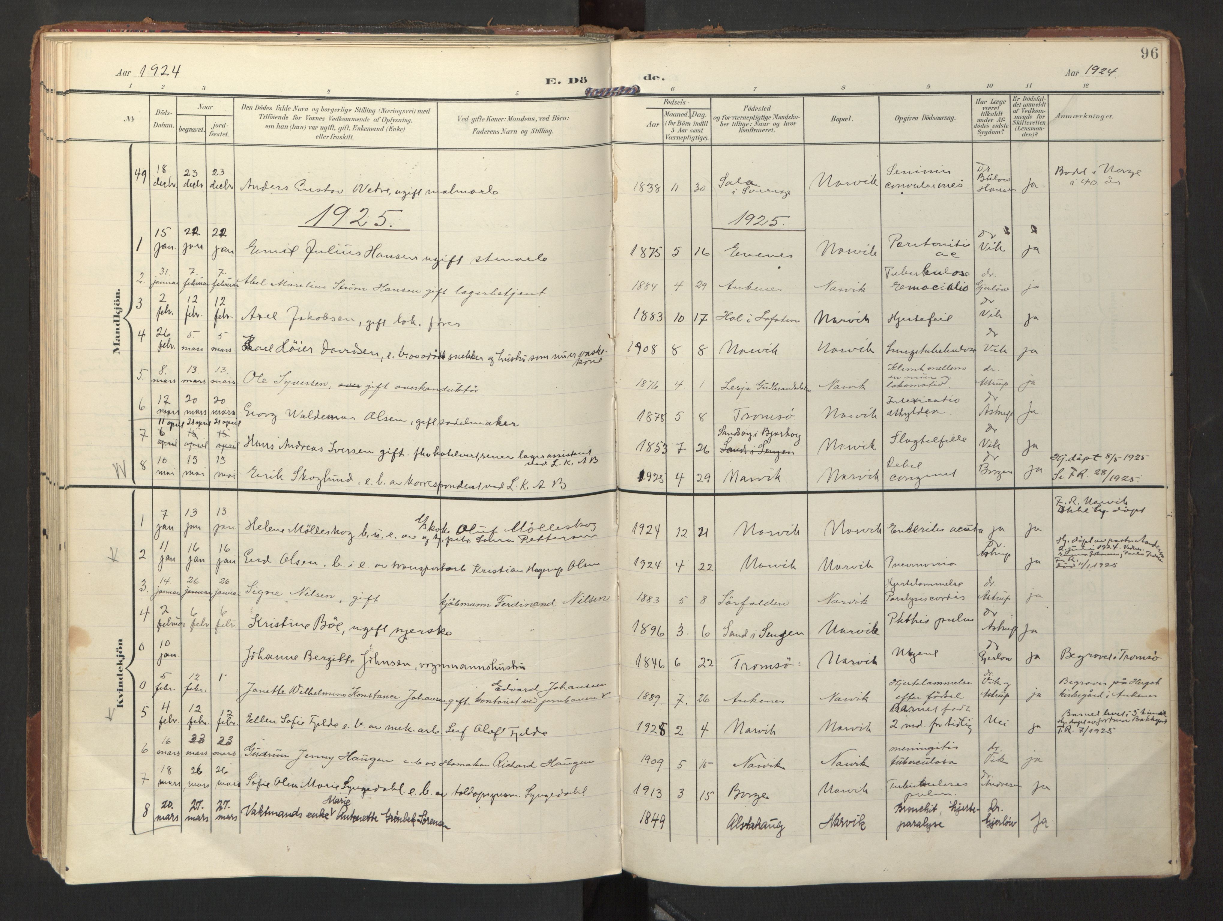 Ministerialprotokoller, klokkerbøker og fødselsregistre - Nordland, AV/SAT-A-1459/871/L1000: Parish register (official) no. 871A16, 1902-1925, p. 96