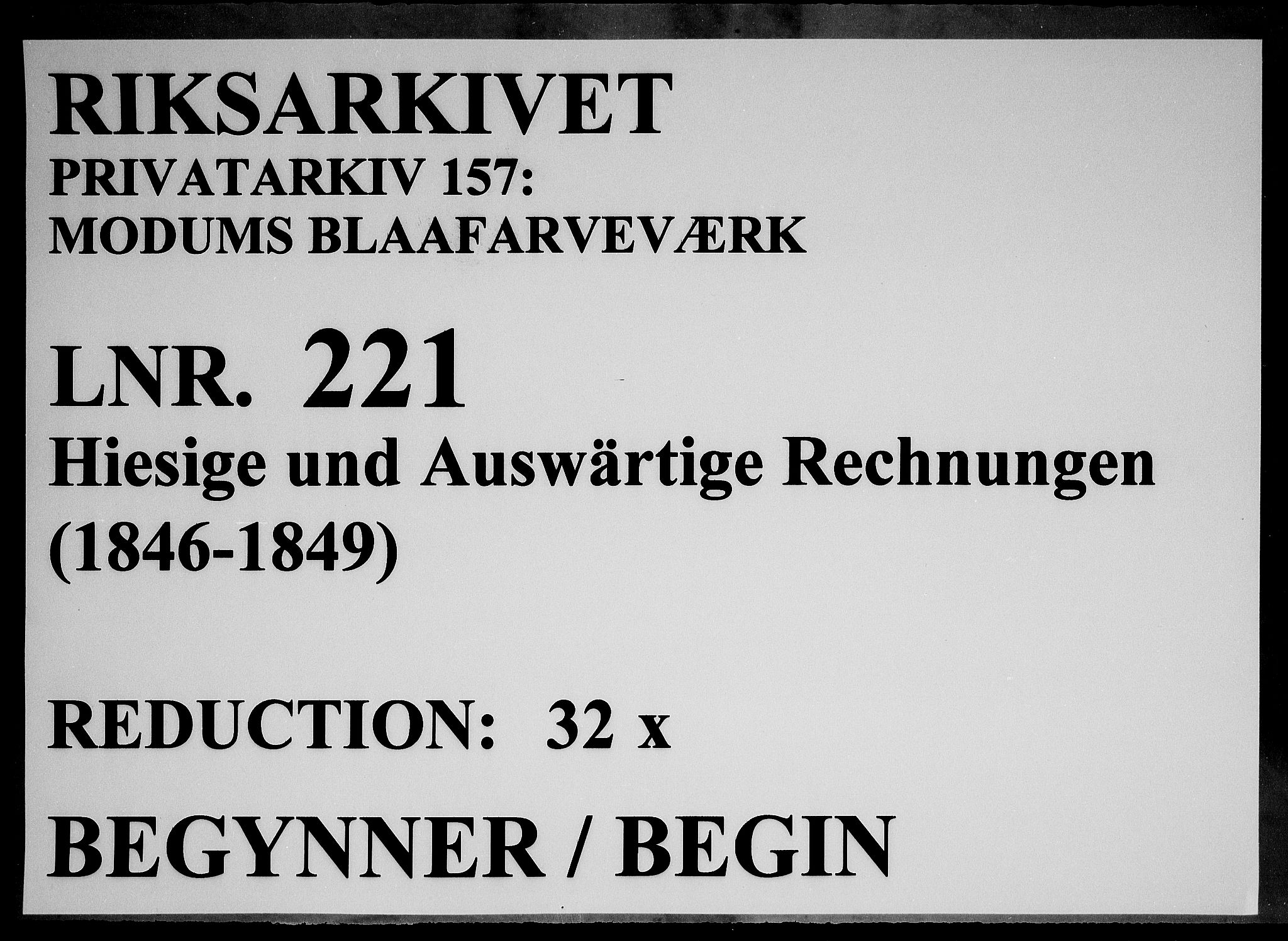 Modums Blaafarveværk, RA/PA-0157/G/Gd/Gdc/L0221/0001: -- / Hiesige und Auswartige Rechnungen, 1846-1849, p. 1