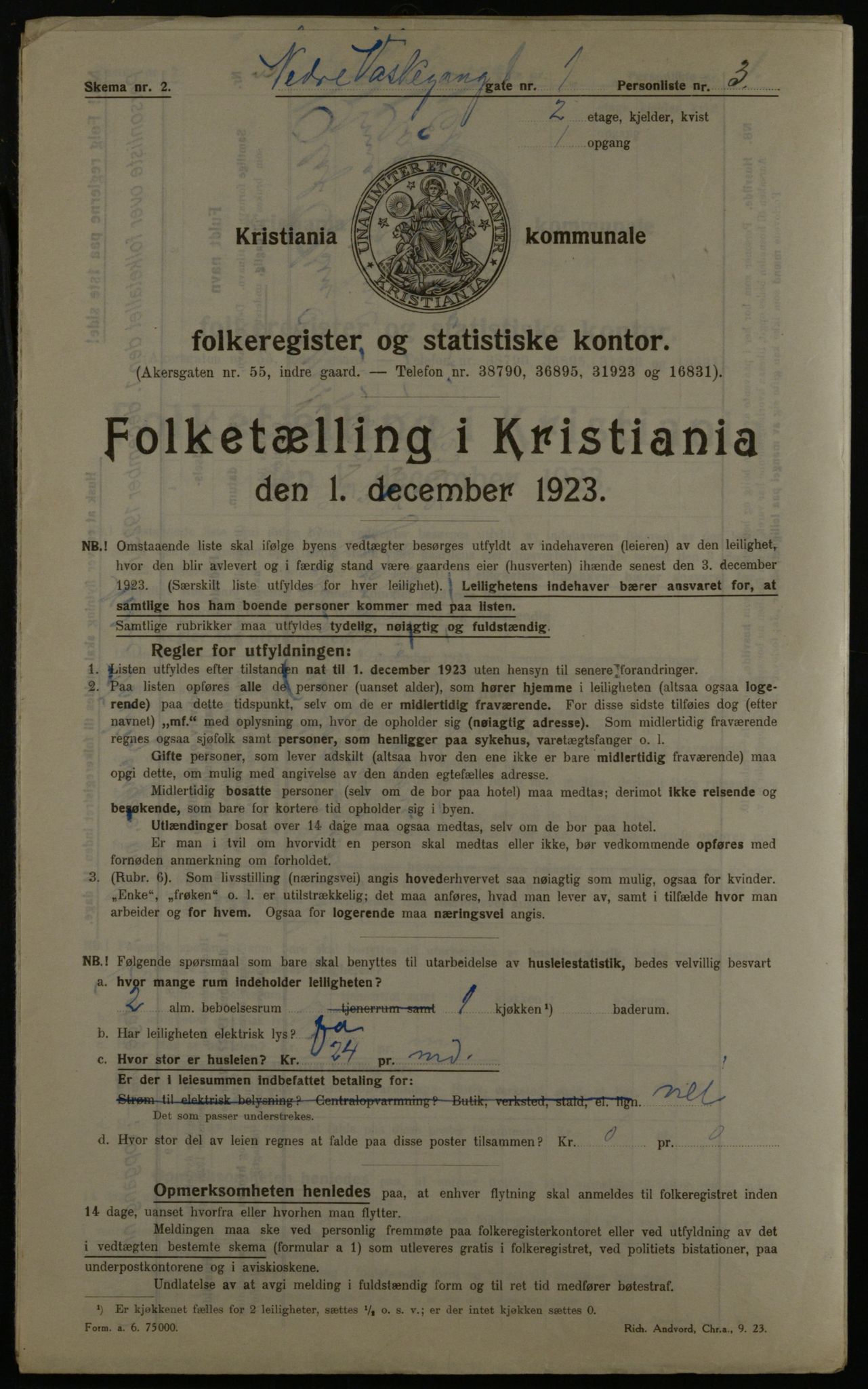 OBA, Municipal Census 1923 for Kristiania, 1923, p. 76540