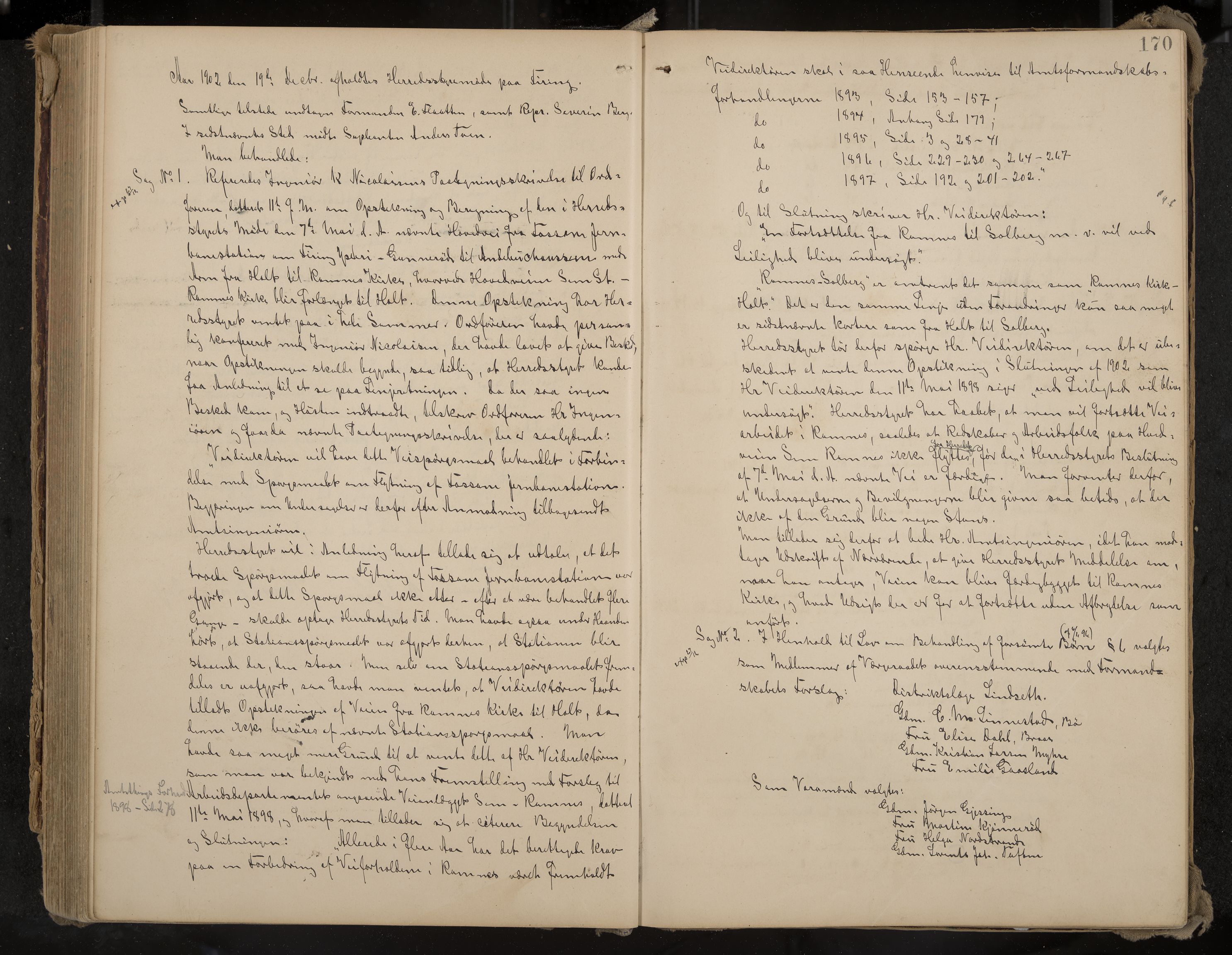 Ramnes formannskap og sentraladministrasjon, IKAK/0718021/A/Aa/L0004: Møtebok, 1892-1907, p. 170