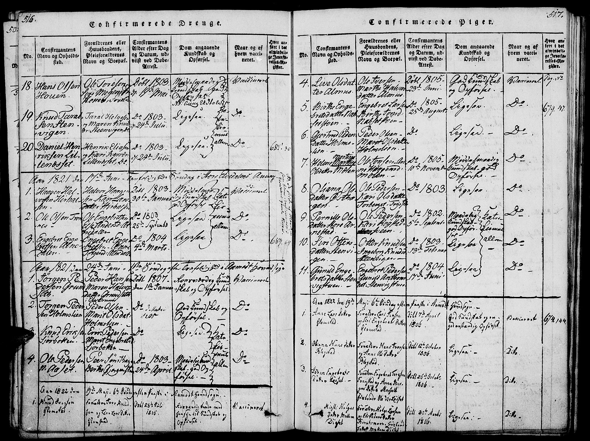 Åmot prestekontor, Hedmark, AV/SAH-PREST-056/H/Ha/Haa/L0005: Parish register (official) no. 5, 1815-1841, p. 516-517