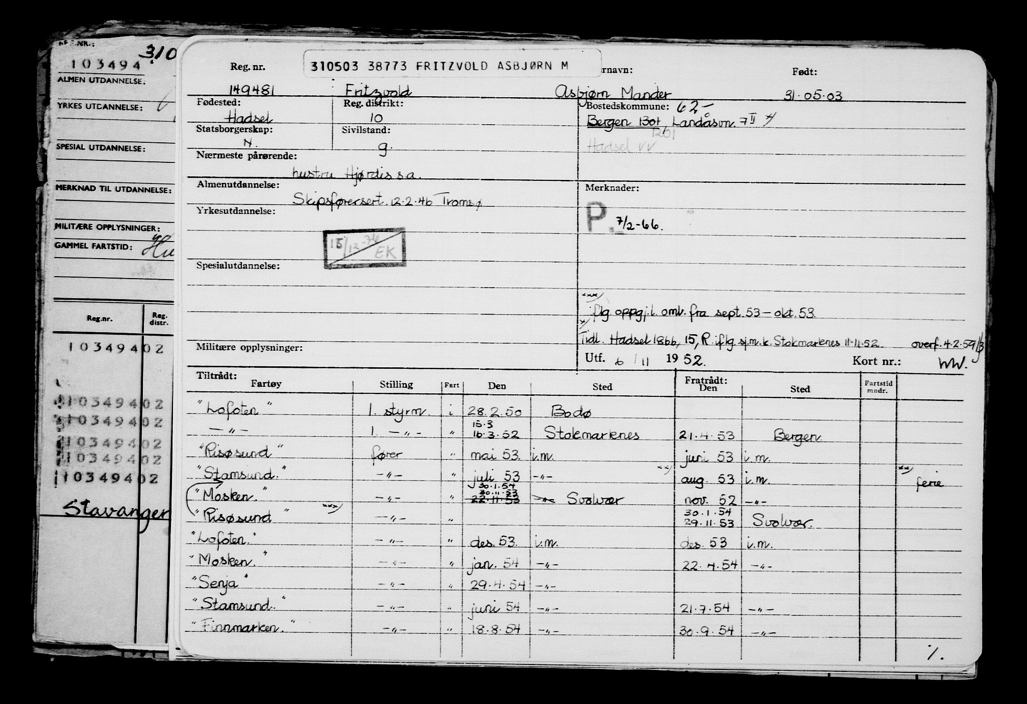 Direktoratet for sjømenn, RA/S-3545/G/Gb/L0049: Hovedkort, 1903, p. 288