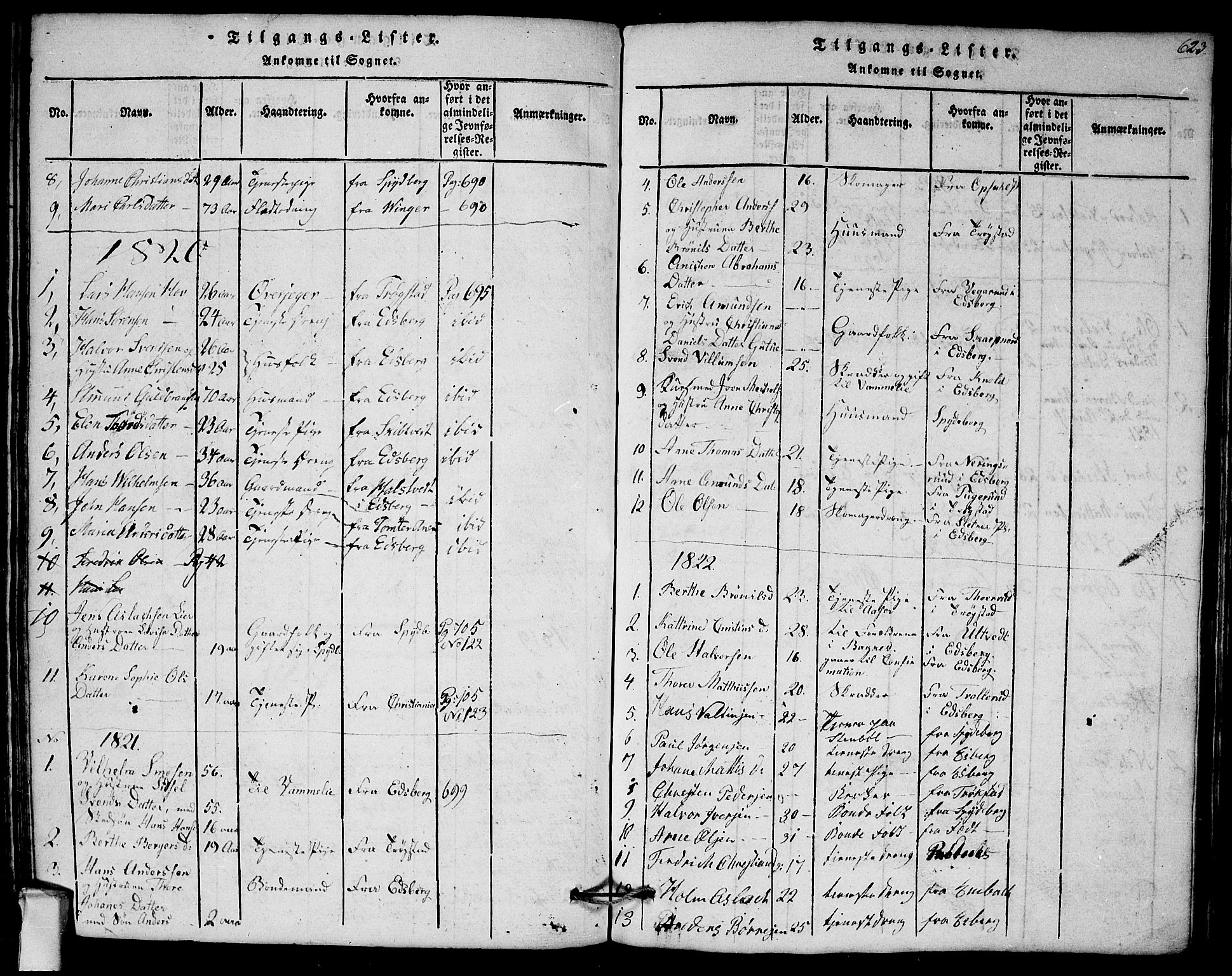 Askim prestekontor Kirkebøker, AV/SAO-A-10900/G/Ga/L0001: Parish register (copy) no. 1, 1817-1846, p. 622-623