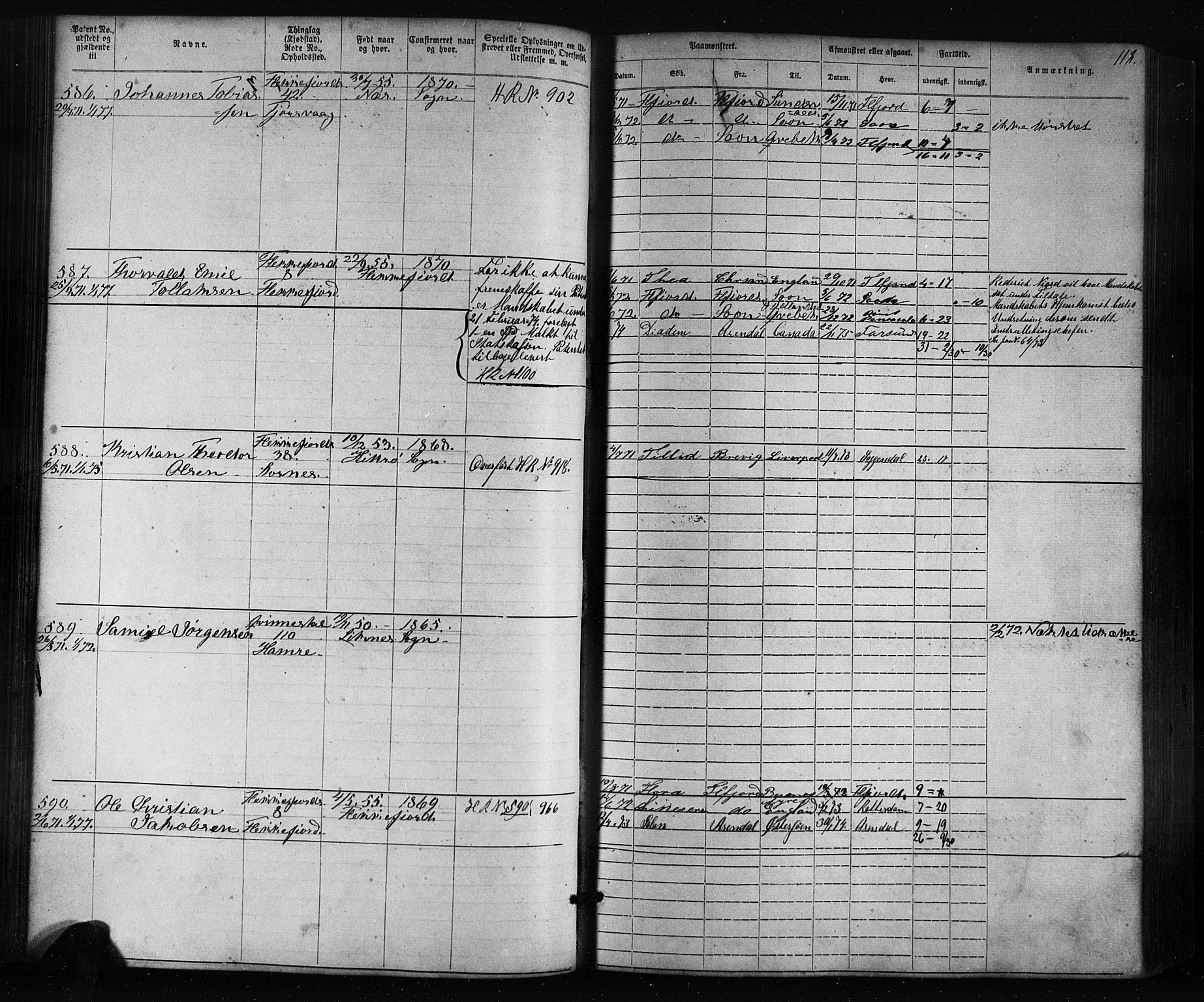 Flekkefjord mønstringskrets, AV/SAK-2031-0018/F/Fa/L0005: Annotasjonsrulle nr 1-1915 med register, Æ-2, 1868-1896, p. 139