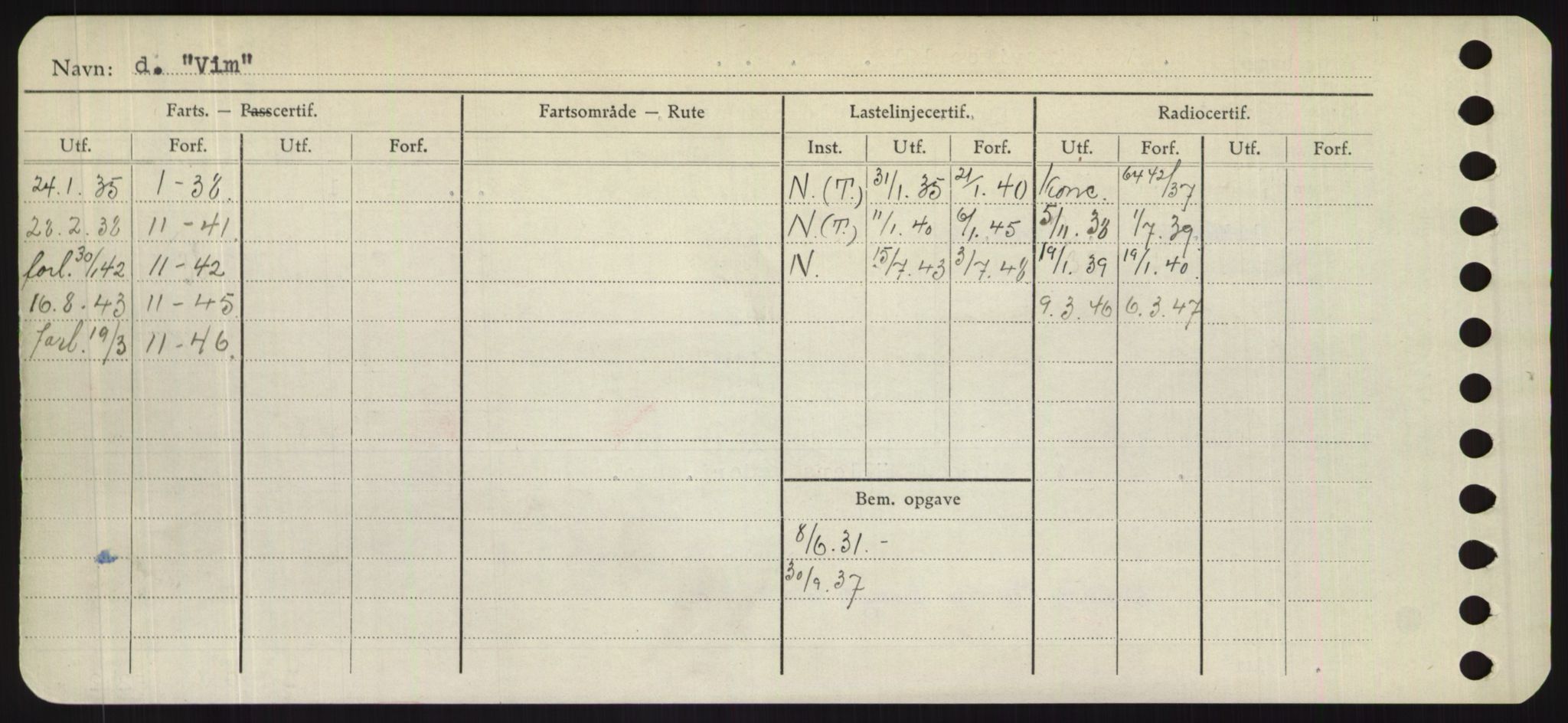 Sjøfartsdirektoratet med forløpere, Skipsmålingen, RA/S-1627/H/Hd/L0041: Fartøy, Vi-Ås, p. 224