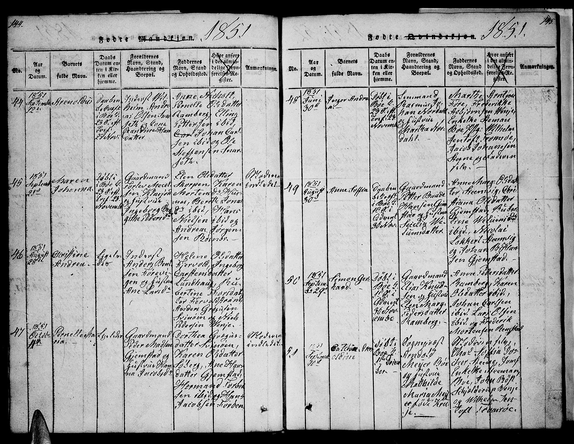 Ministerialprotokoller, klokkerbøker og fødselsregistre - Nordland, AV/SAT-A-1459/891/L1312: Parish register (copy) no. 891C01, 1820-1856, p. 144-145