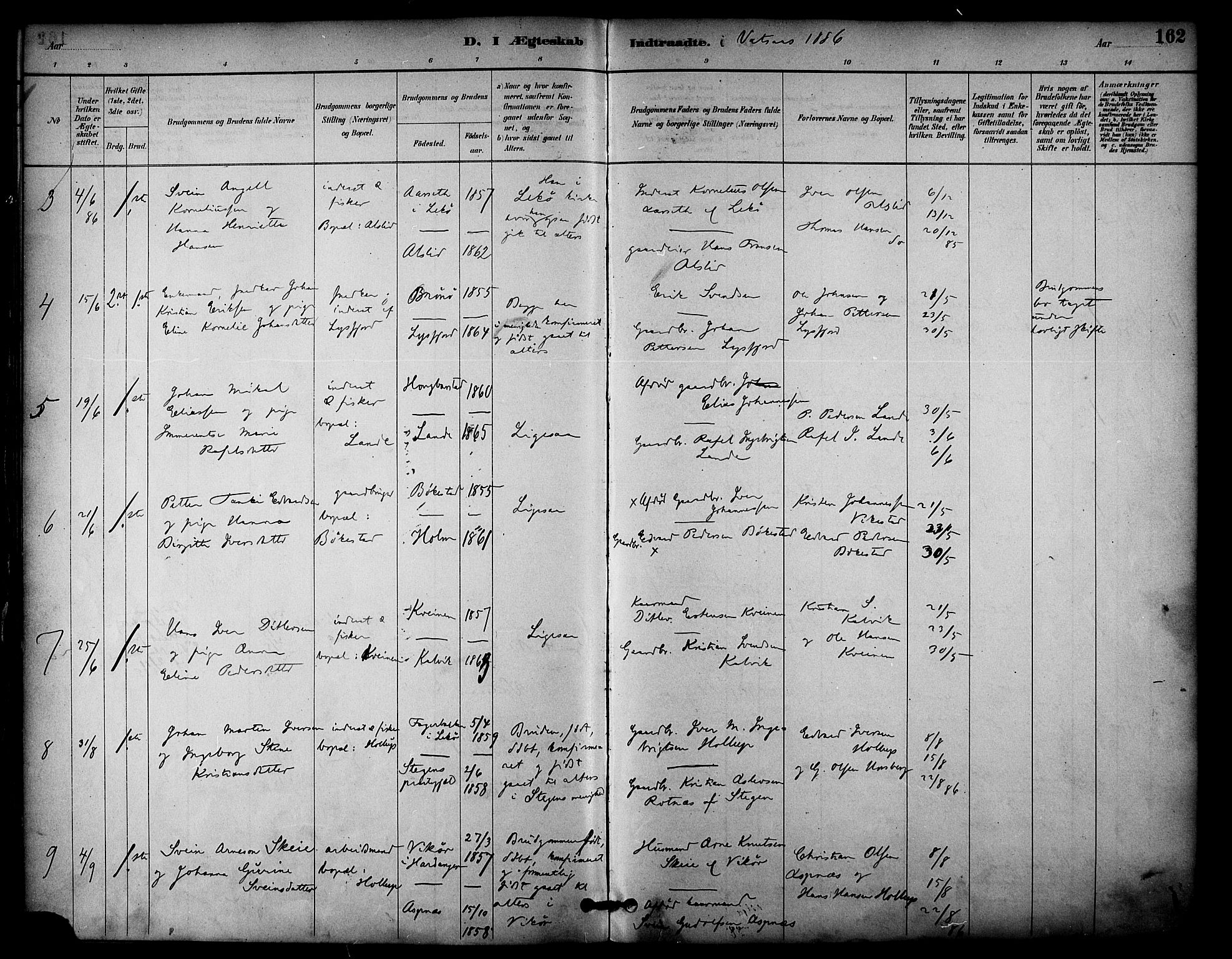 Ministerialprotokoller, klokkerbøker og fødselsregistre - Nordland, AV/SAT-A-1459/810/L0150: Parish register (official) no. 810A10 /1, 1884-1895, p. 162