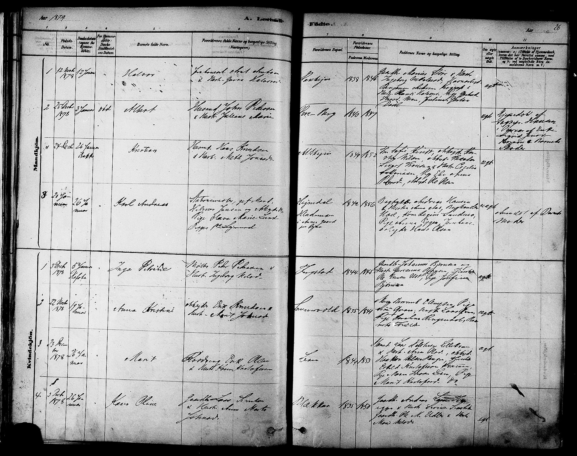 Ministerialprotokoller, klokkerbøker og fødselsregistre - Sør-Trøndelag, SAT/A-1456/606/L0294: Parish register (official) no. 606A09, 1878-1886, p. 26