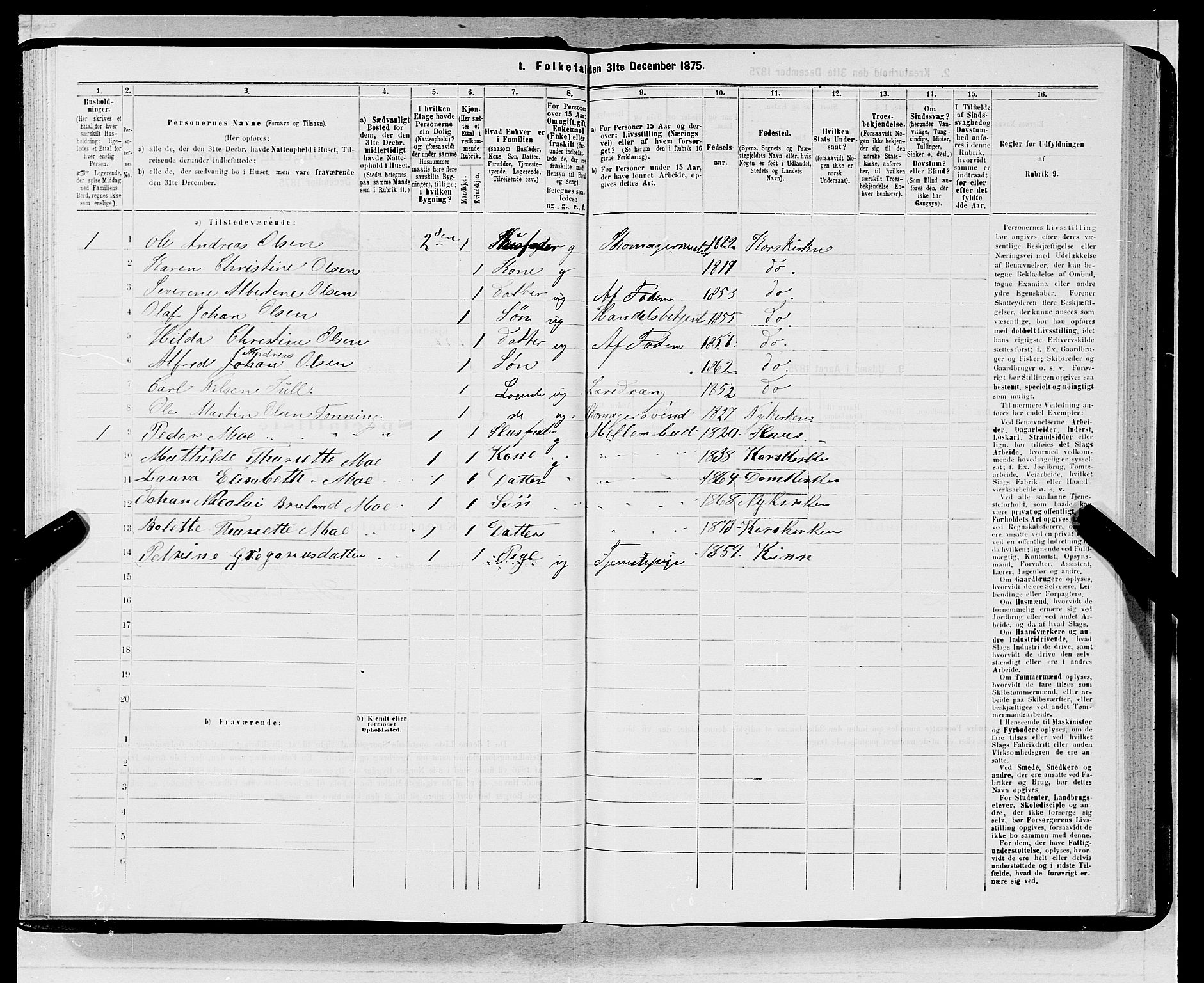 SAB, 1875 census for 1301 Bergen, 1875, p. 5752