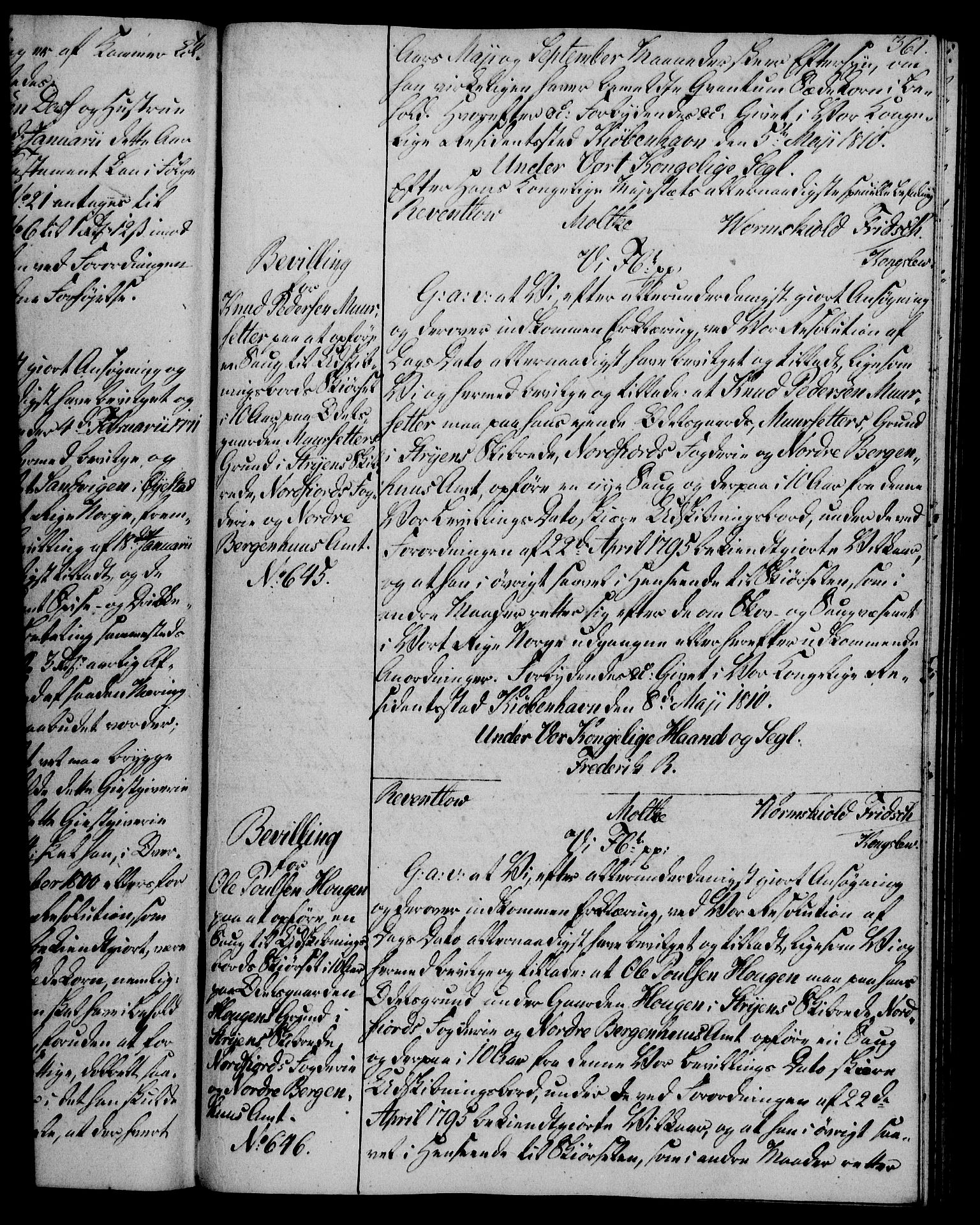 Rentekammeret, Kammerkanselliet, RA/EA-3111/G/Gg/Gga/L0019: Norsk ekspedisjonsprotokoll med register (merket RK 53.19), 1807-1810, p. 361