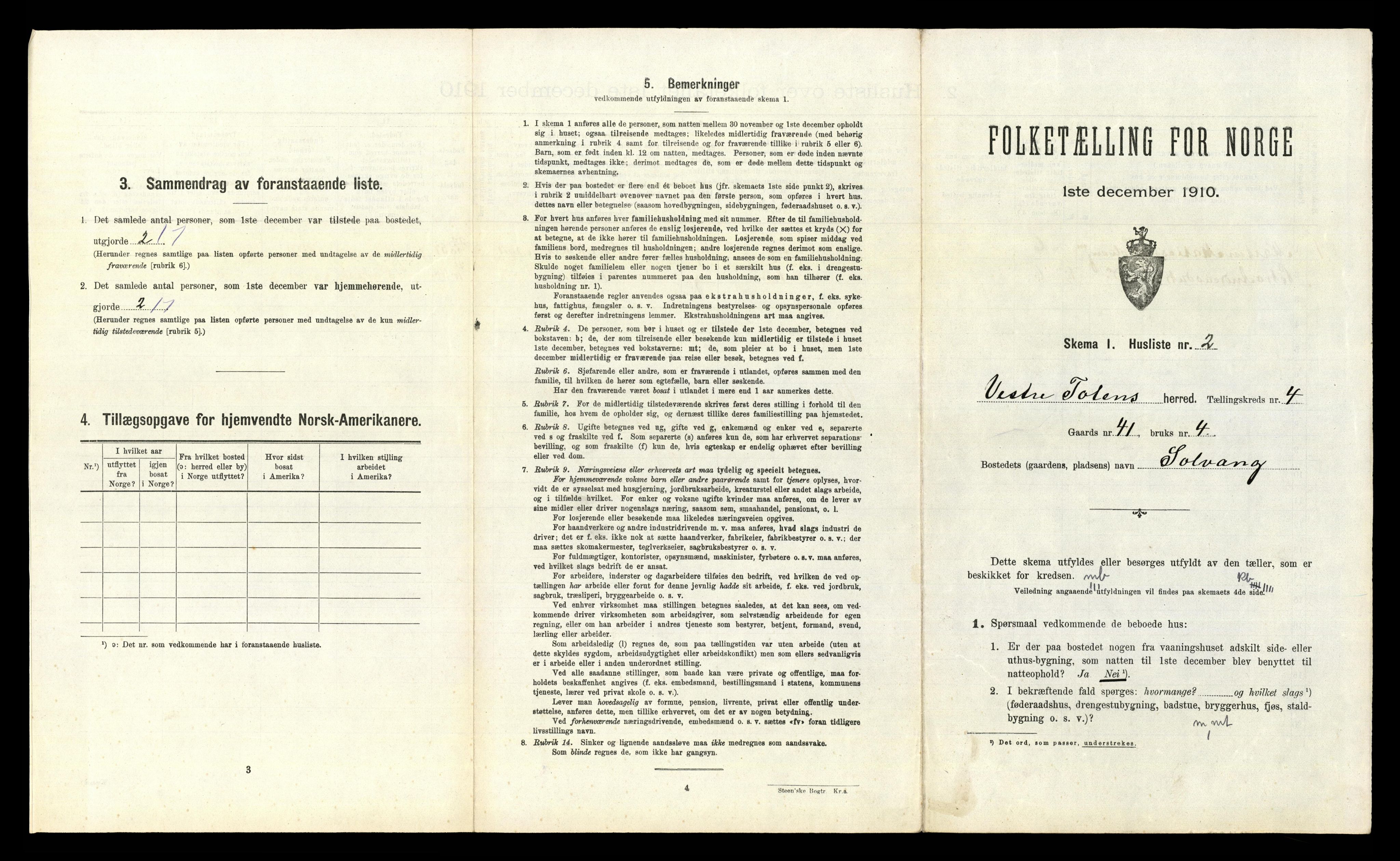 RA, 1910 census for Vestre Toten, 1910, p. 523