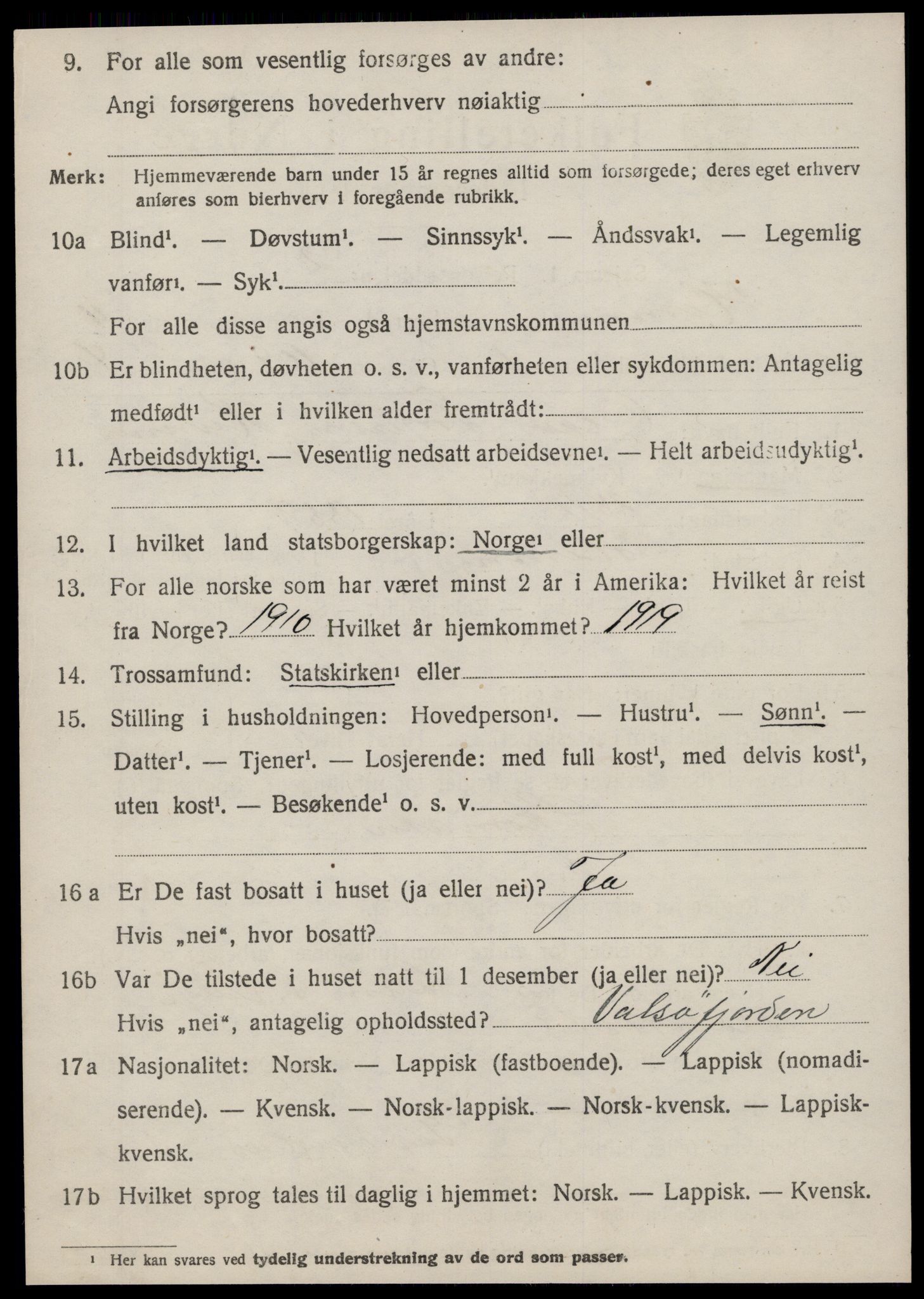 SAT, 1920 census for Hemne, 1920, p. 6509