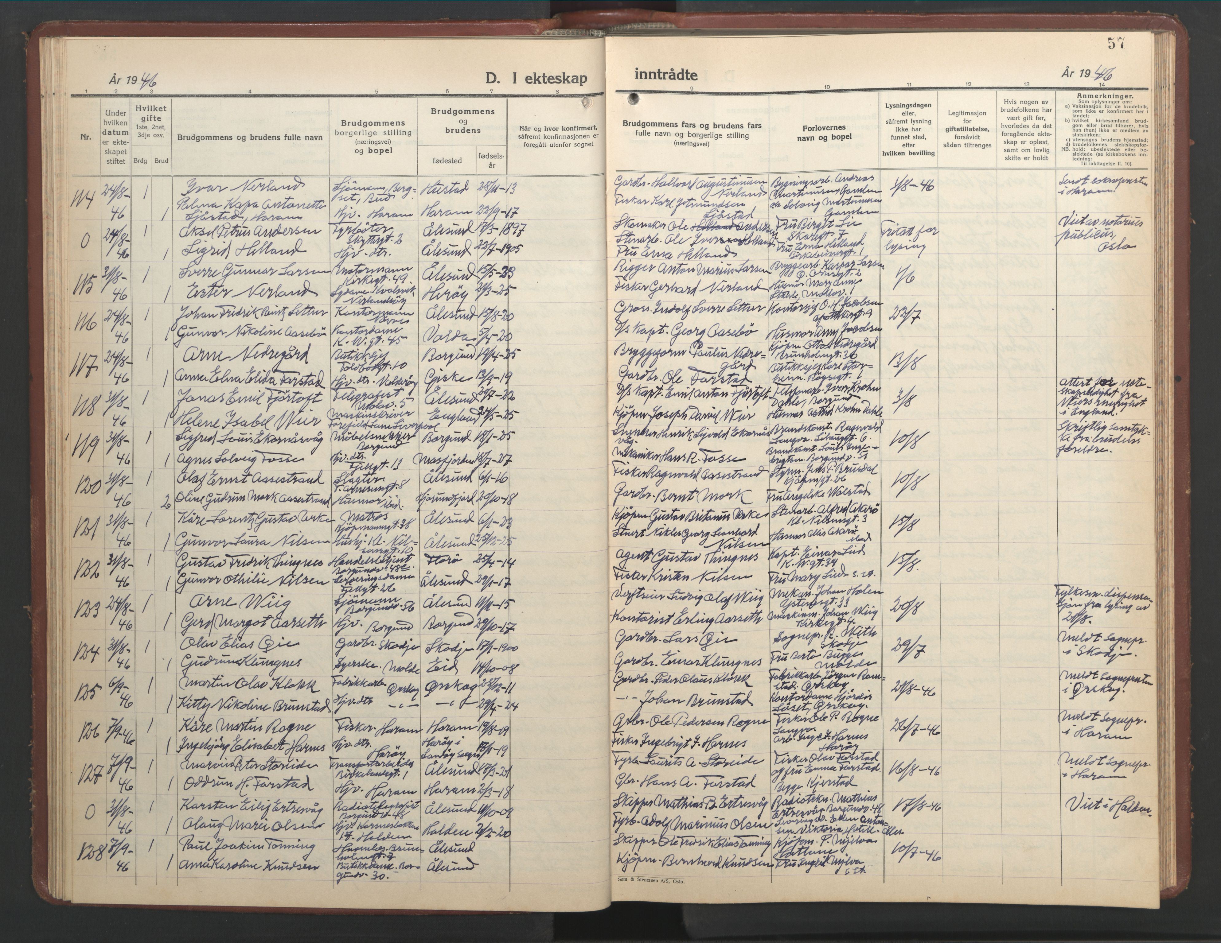 Ministerialprotokoller, klokkerbøker og fødselsregistre - Møre og Romsdal, AV/SAT-A-1454/529/L0479: Parish register (copy) no. 529C16, 1941-1950, p. 57