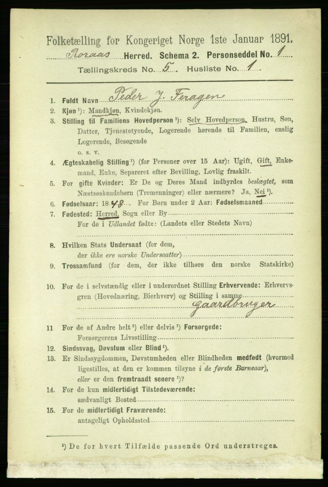 RA, 1891 census for 1640 Røros, 1891, p. 1021