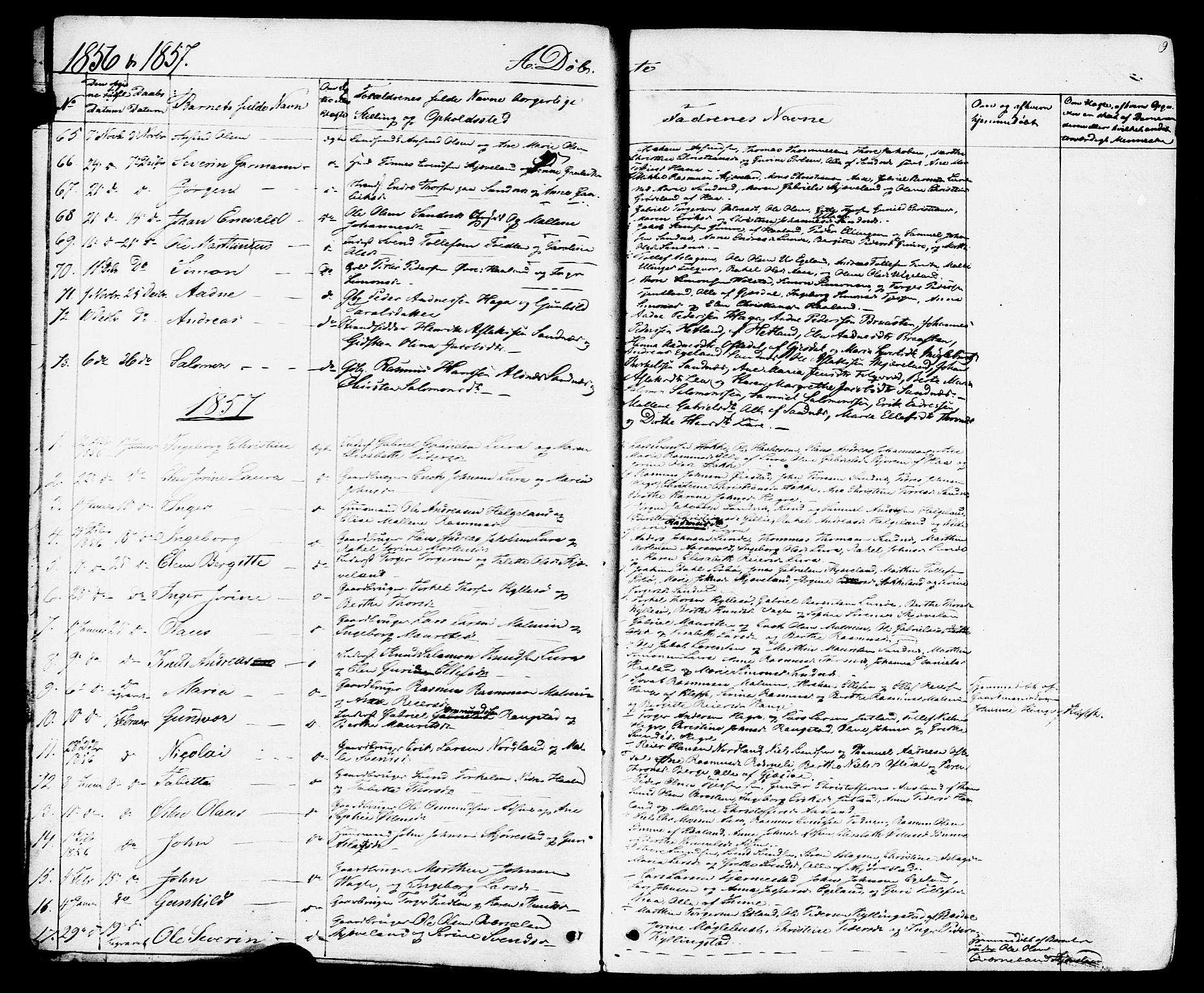 Høyland sokneprestkontor, SAST/A-101799/001/30BB/L0001: Parish register (copy) no. B 1, 1854-1873, p. 9