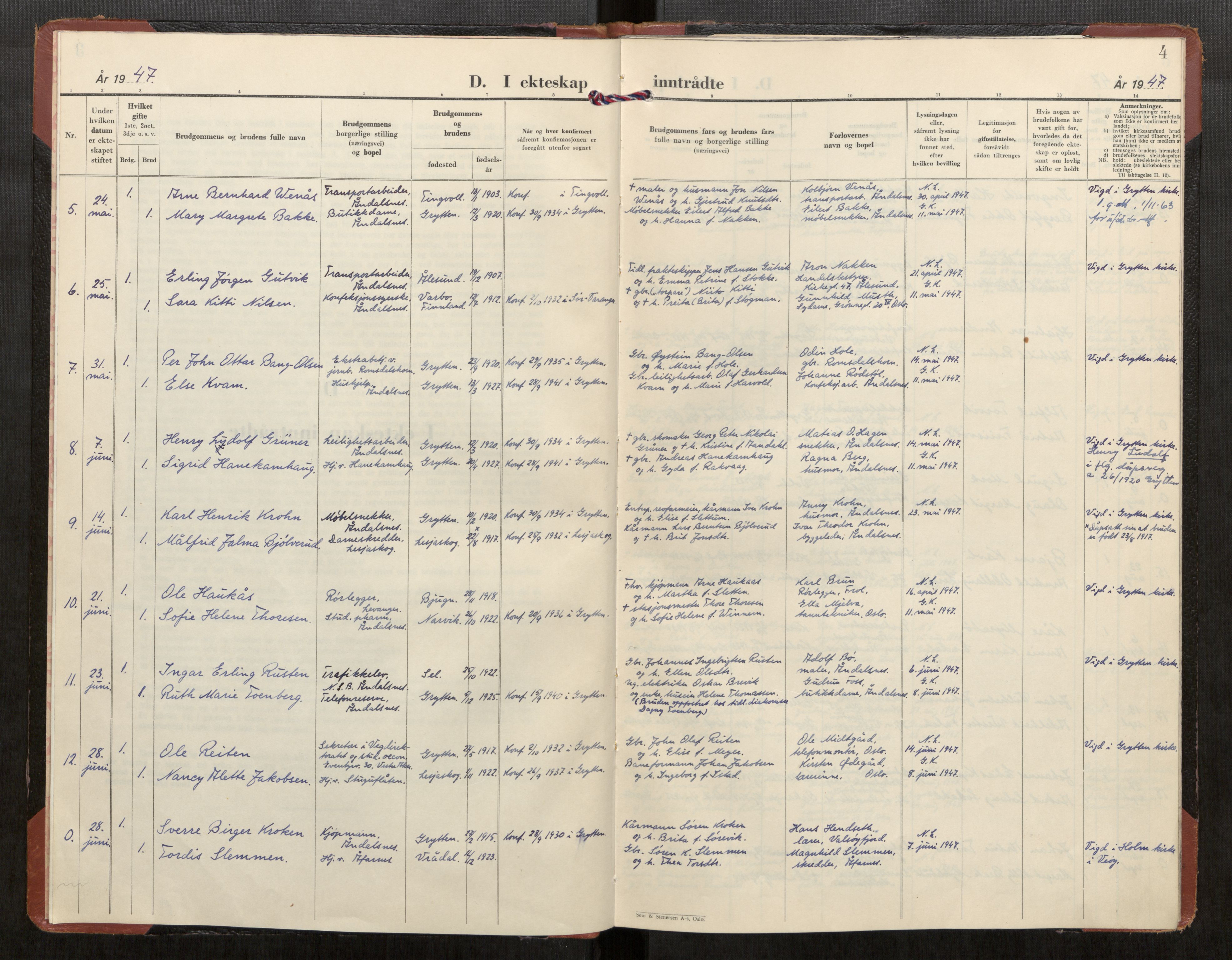 Ministerialprotokoller, klokkerbøker og fødselsregistre - Møre og Romsdal, SAT/A-1454/544/L0588: Parish register (official) no. 544A13, 1947-1957, p. 4