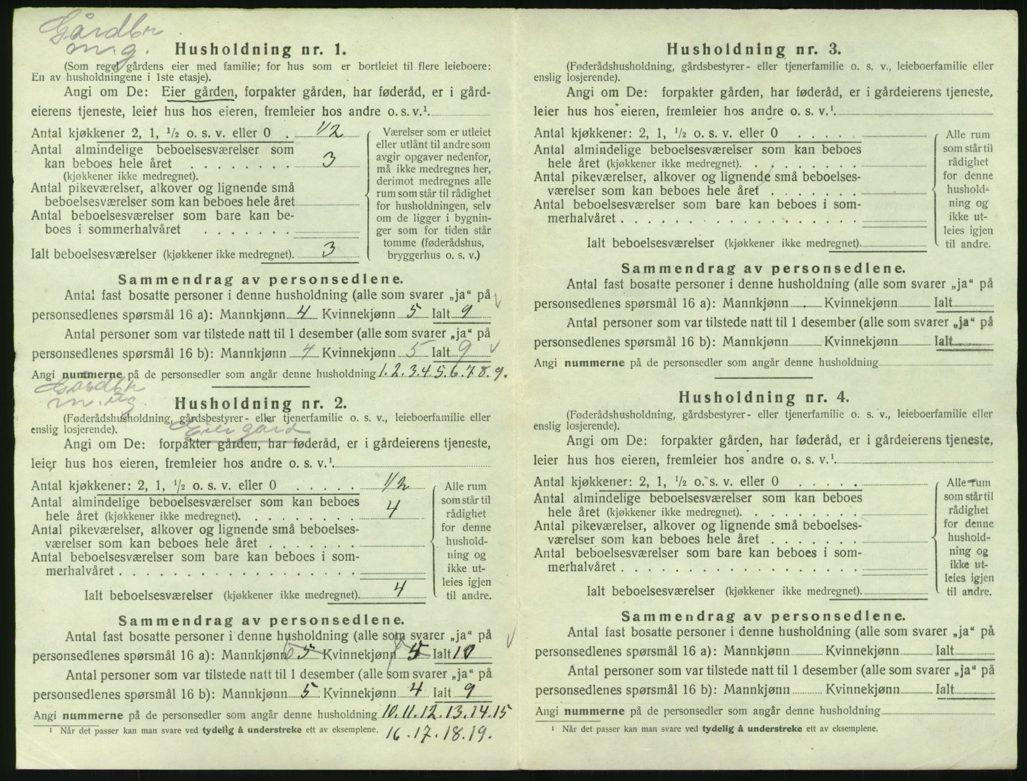 SAK, 1920 census for Øyslebø, 1920, p. 455