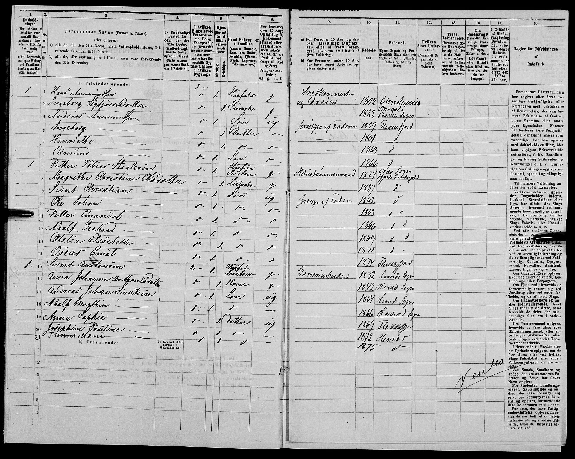 SAK, 1875 census for 1004B Flekkefjord/Flekkefjord, 1875, p. 402