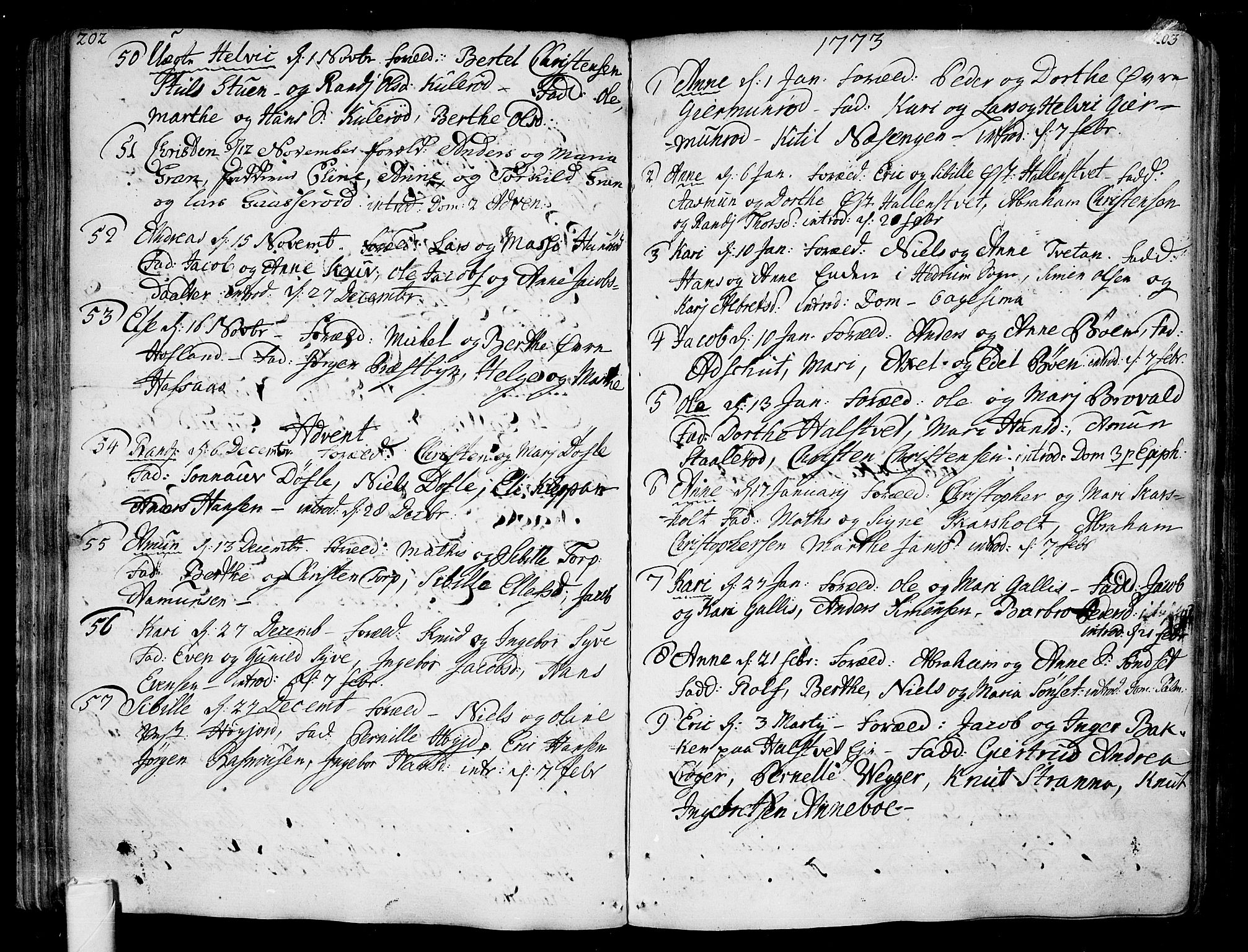 Andebu kirkebøker, AV/SAKO-A-336/F/Fa/L0002: Parish register (official) no. 2, 1733-1802, p. 202-203